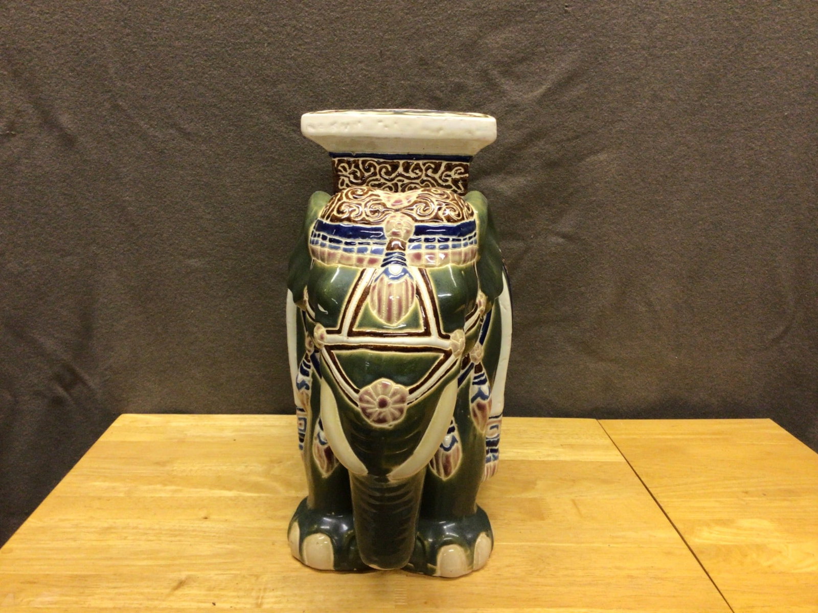 Ceramic Elephant Plant Stand with Decorative Glaze - 2