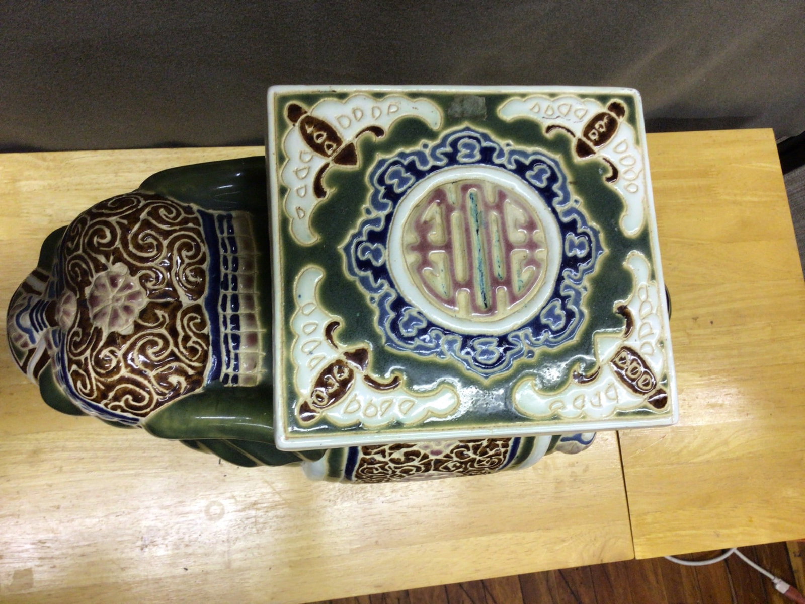 Ceramic Elephant Plant Stand with Decorative Glaze - 5