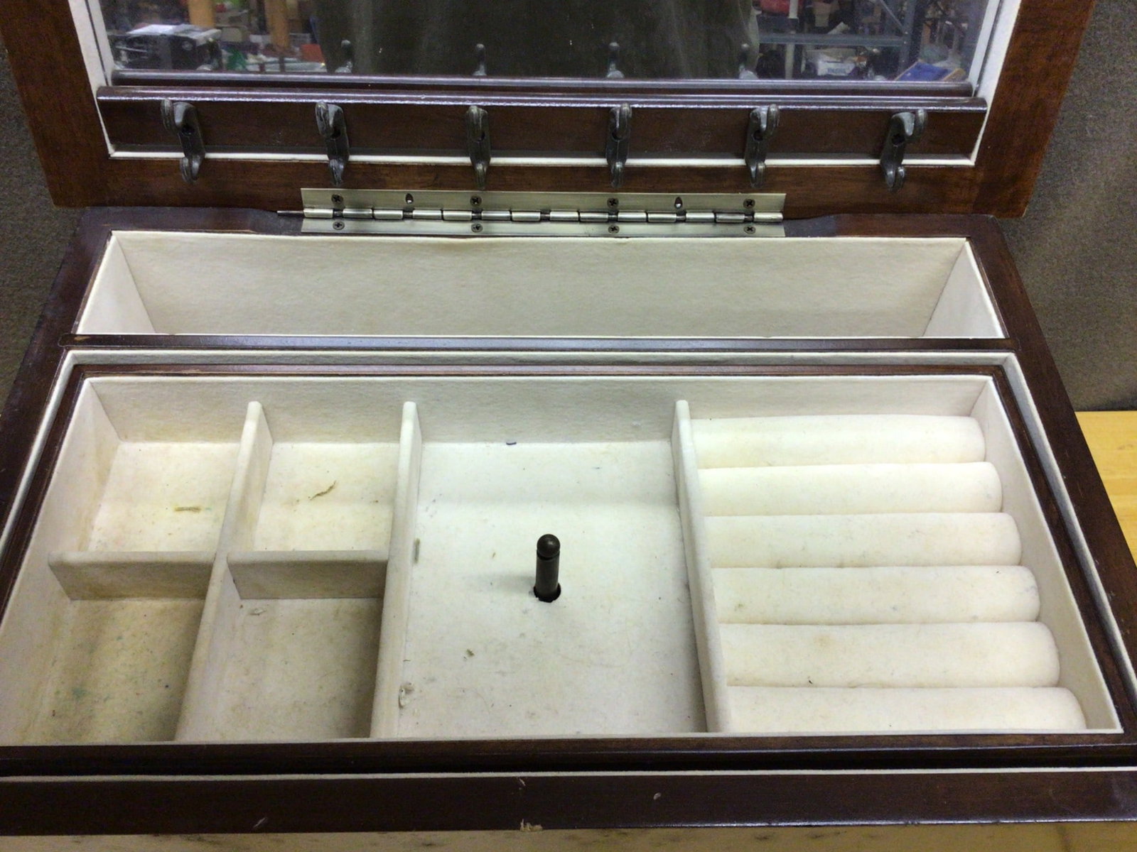 Wooden Jewelry Organizer With Mirror and Multiple Compartments - 6