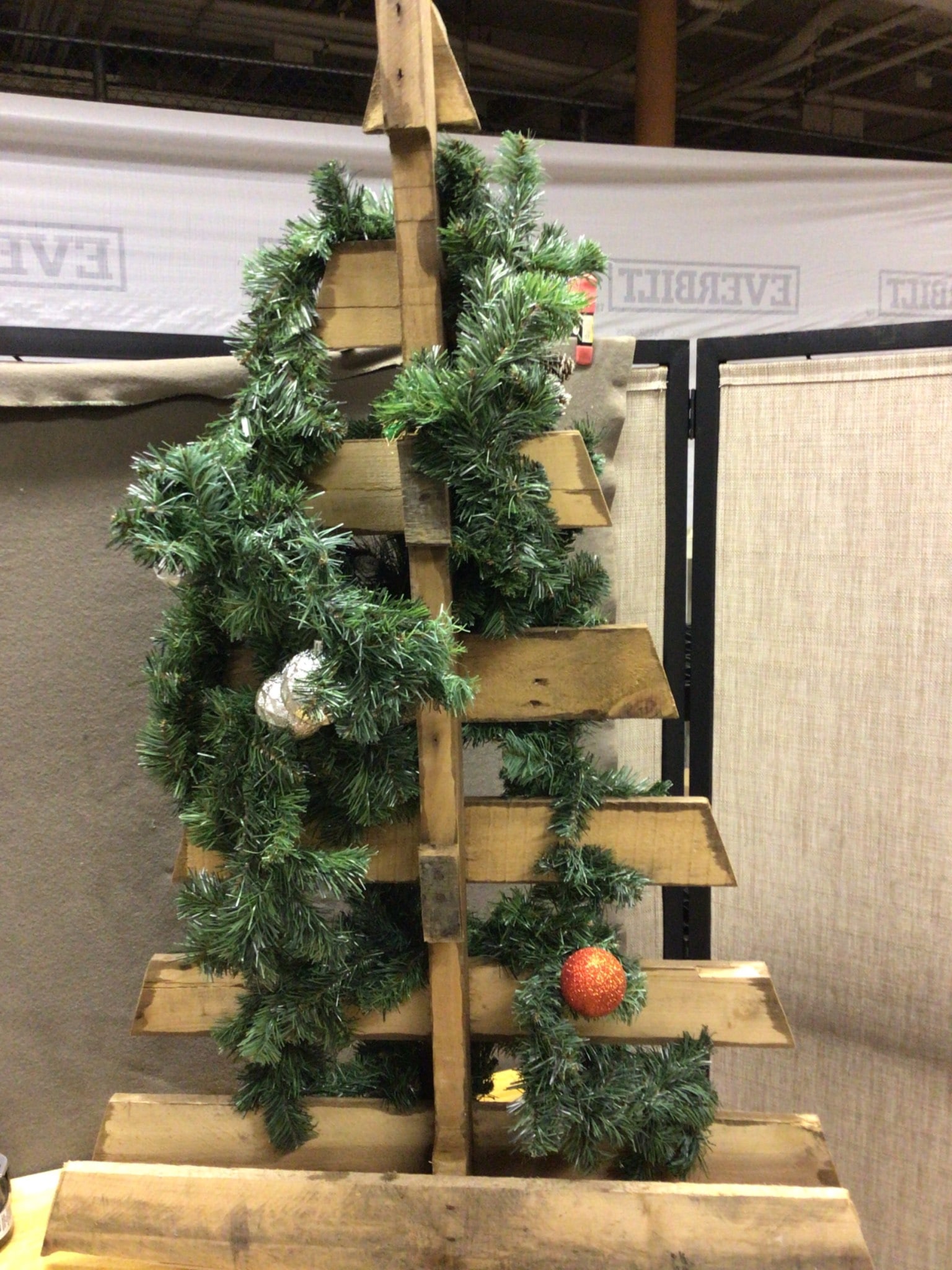 Wooden Christmas Tree With Faux Greenery and Decorative Ornaments - 2
