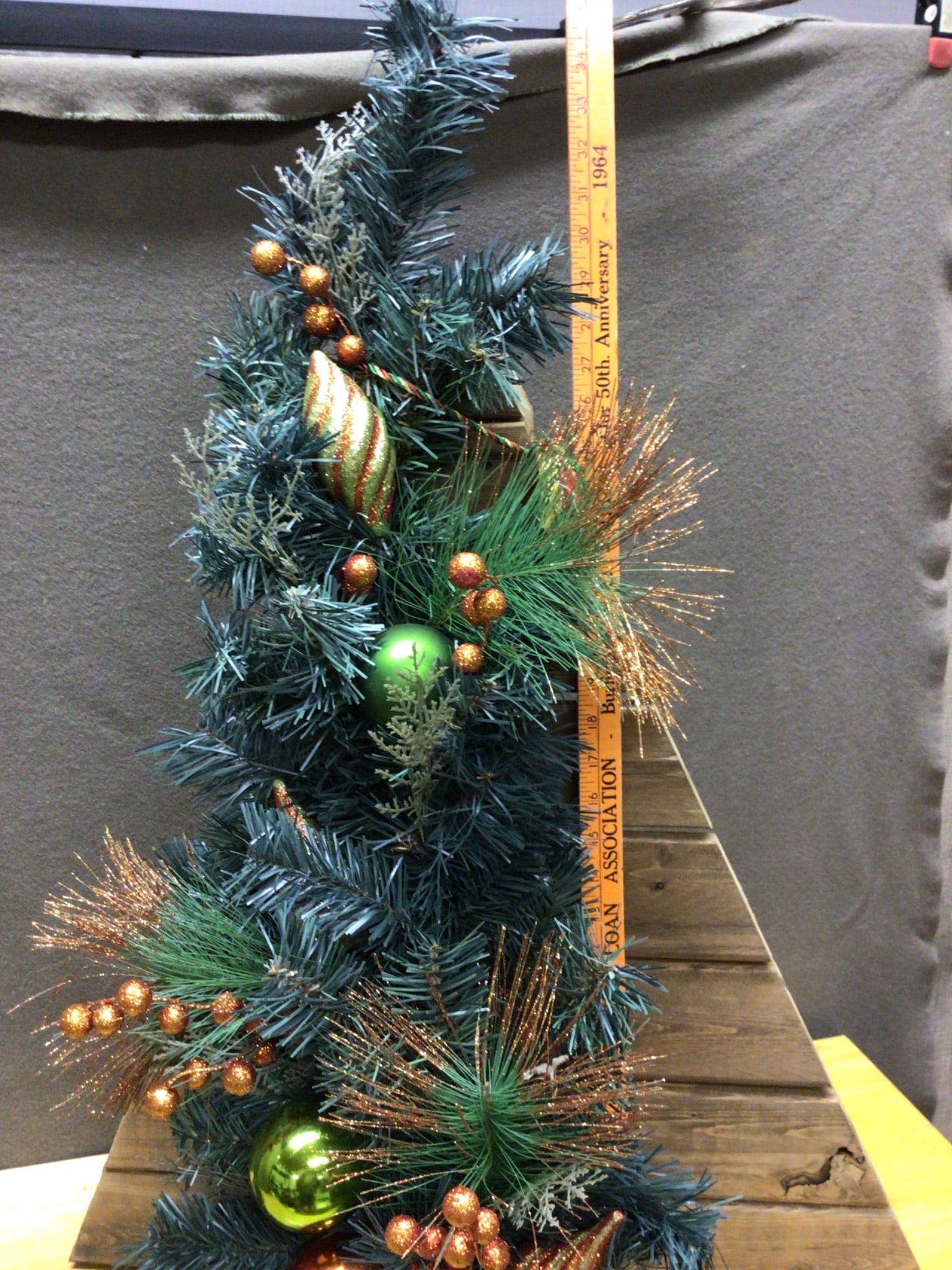 Wooden Christmas Tree With Faux Greenery and Decorative Ornaments - 4