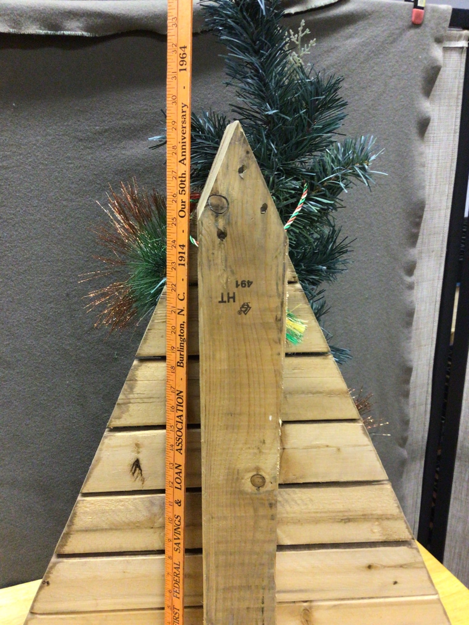 Wooden Christmas Tree With Faux Greenery and Decorative Ornaments - 5