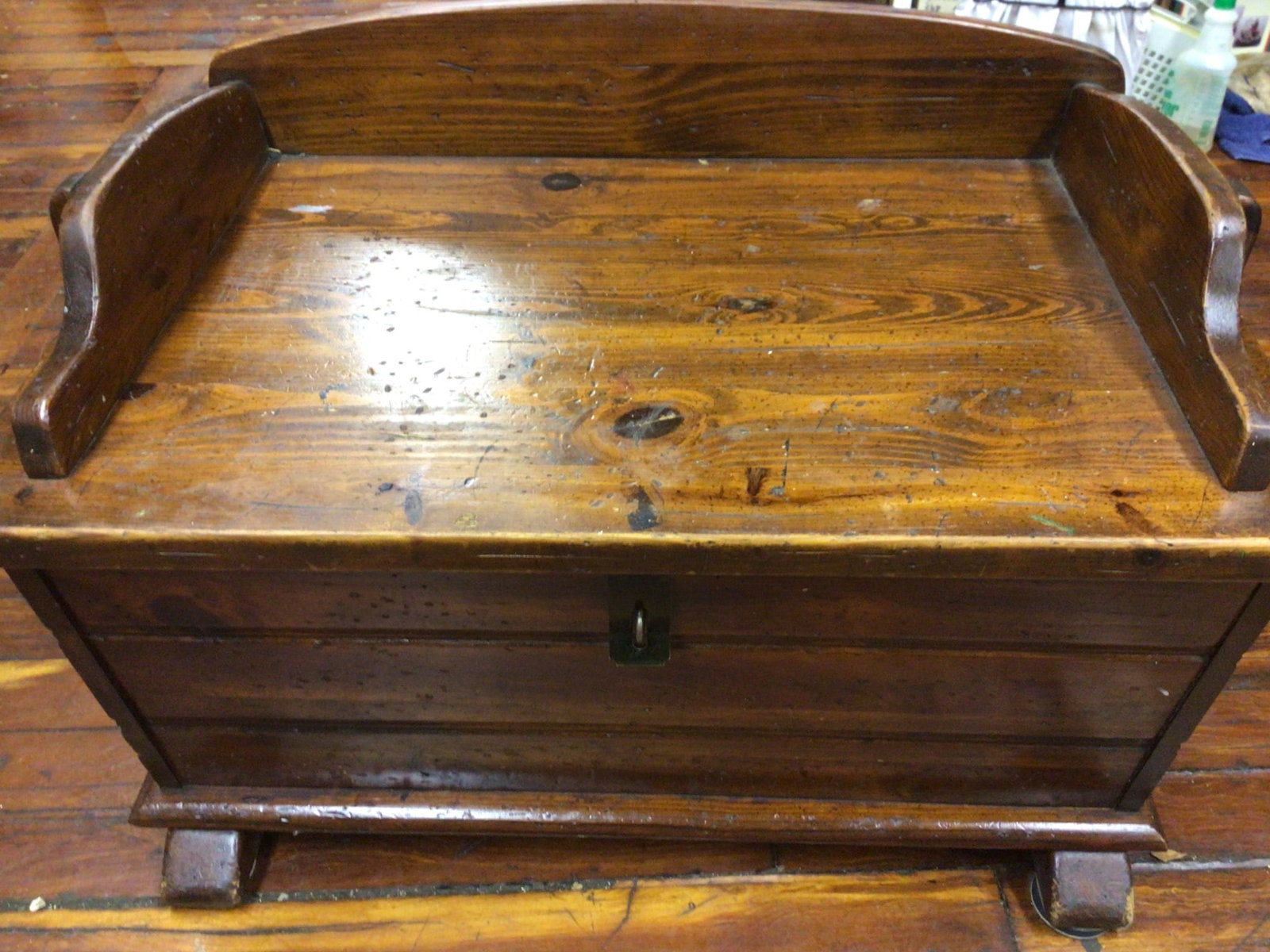 Wooden Storage Chest With Hinged Lid and Side Compartment (1 of 6)