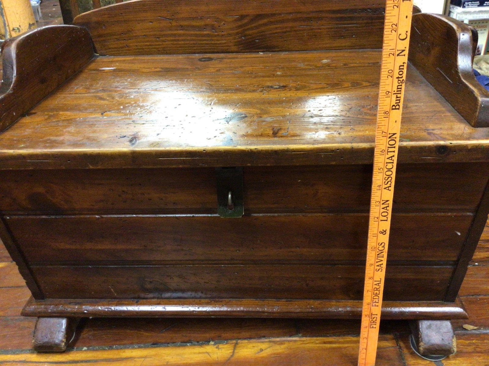 Wooden Storage Chest With Hinged Lid and Side Compartment - 2