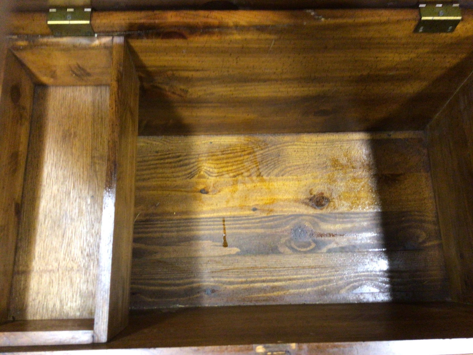 Wooden Storage Chest With Hinged Lid and Side Compartment - 4