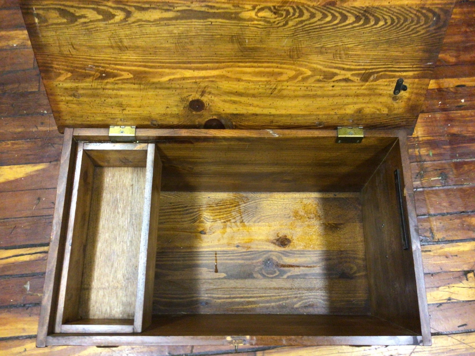 Wooden Storage Chest With Hinged Lid and Side Compartment - 6