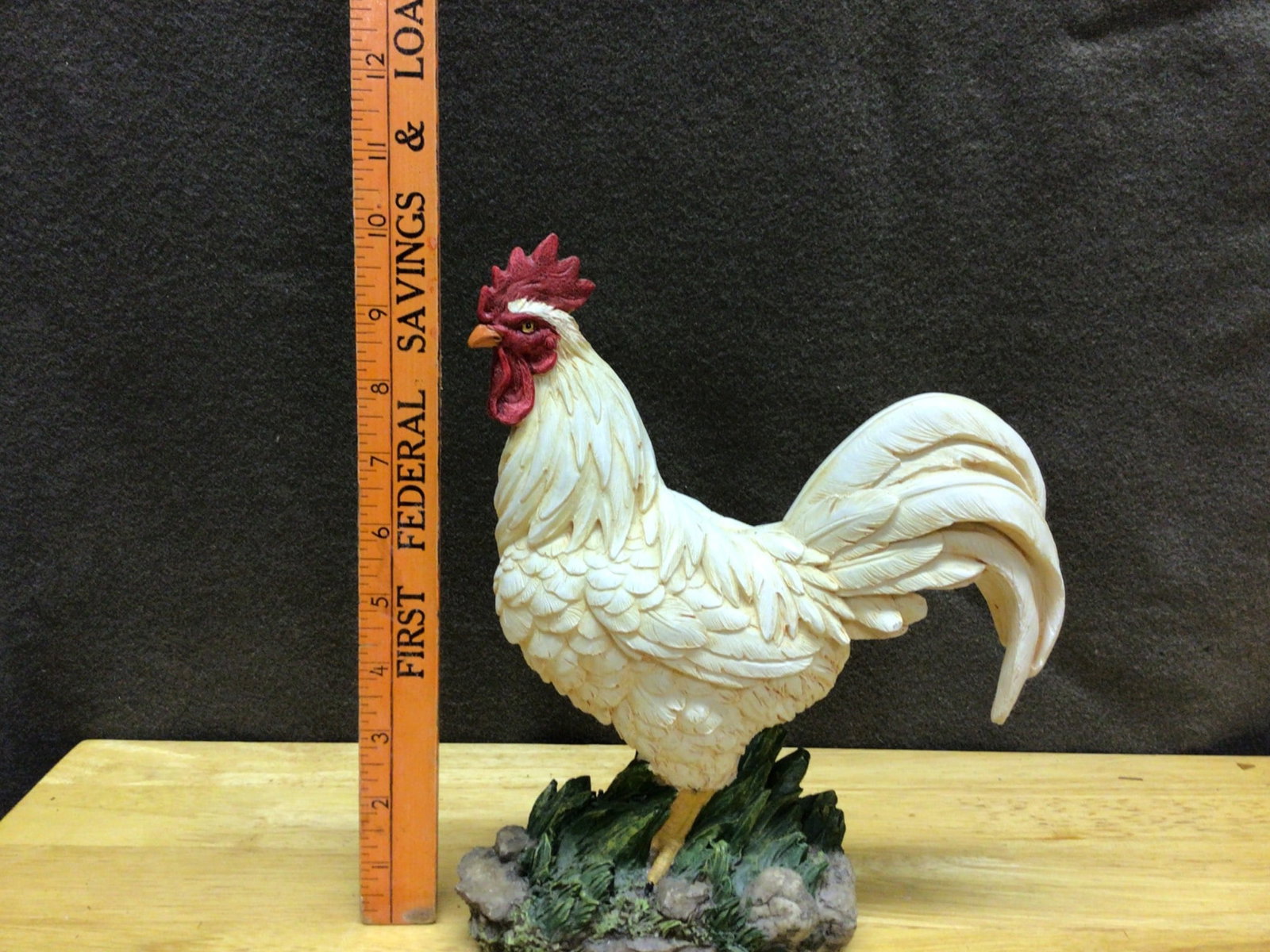 Decorative Resin Rooster Figurine With Base, Approximately 8 Inches Tall - 2
