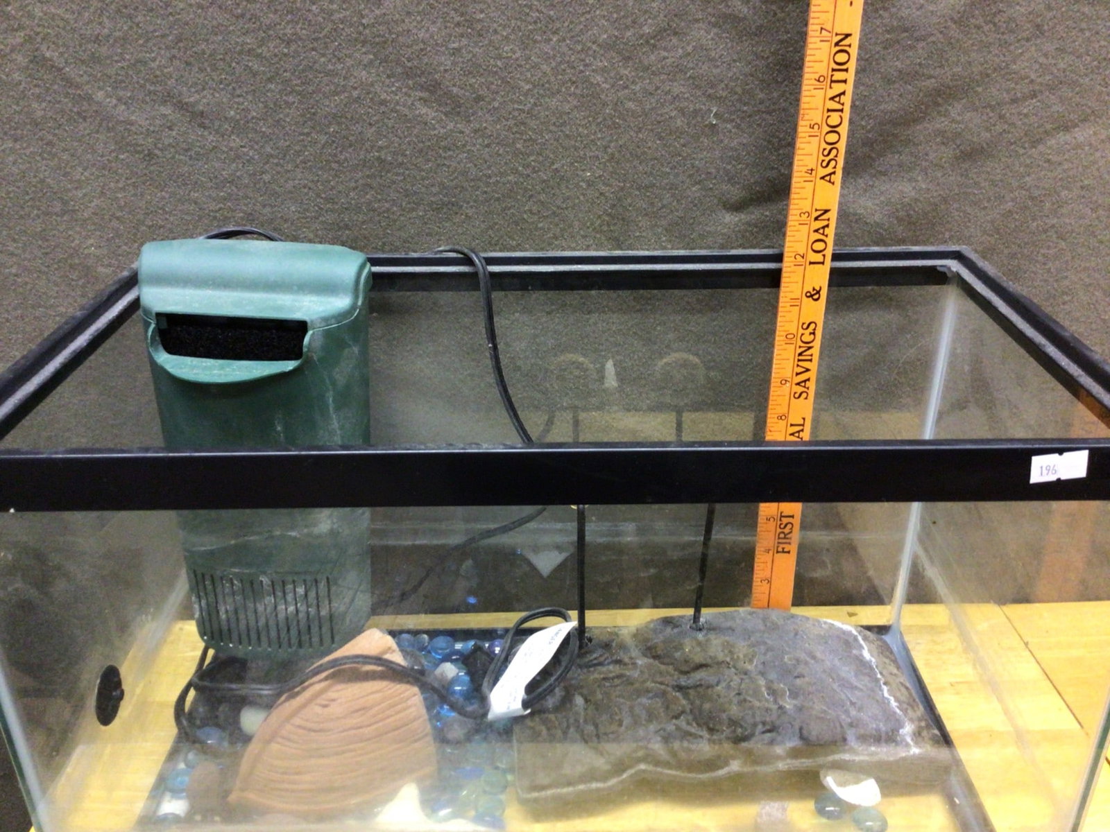 Glass Aquarium With Filter, Stones, and Decorative Accessories - 2