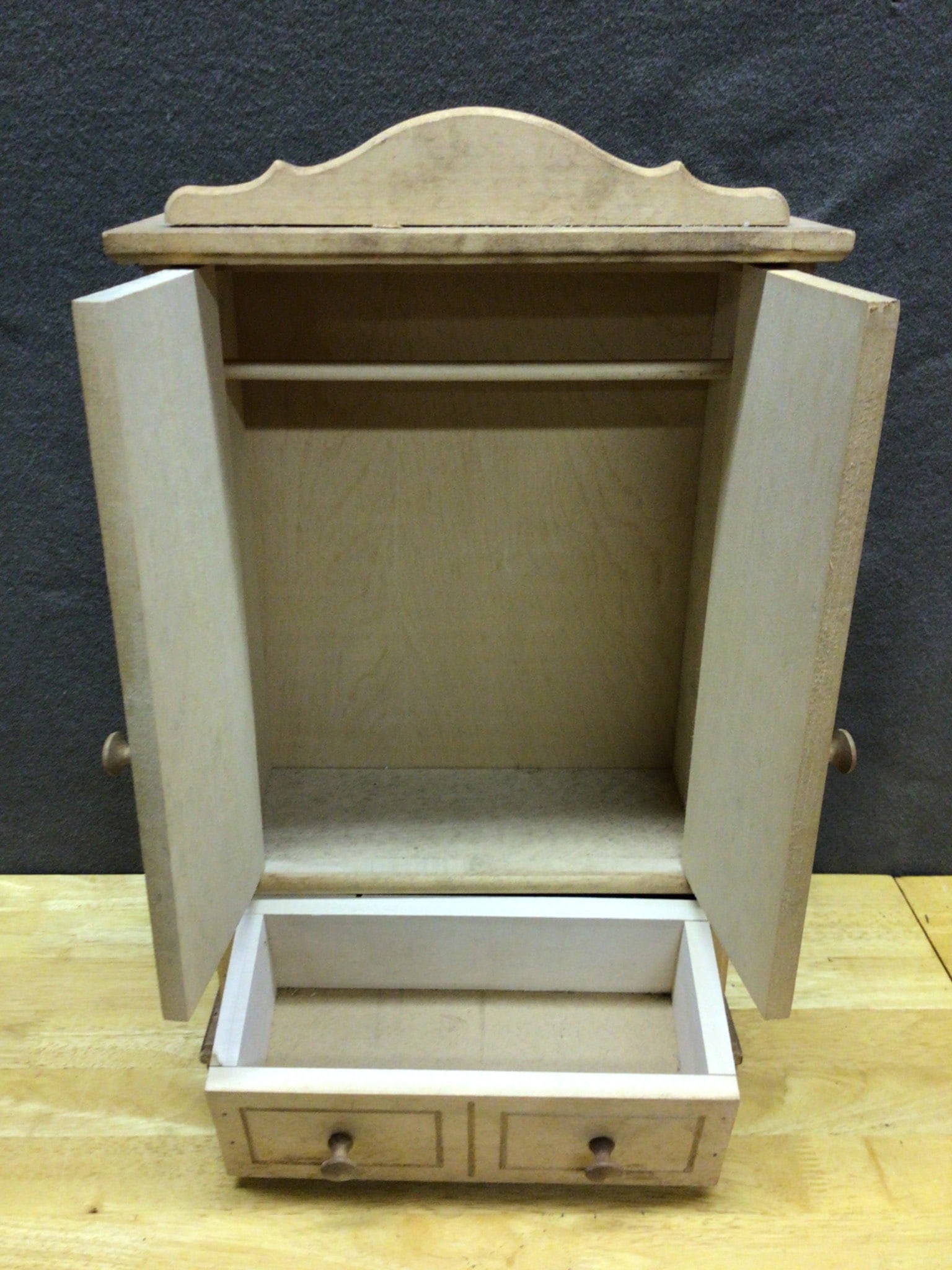Wooden Miniature Cabinet with Double Doors and Drawers - 4