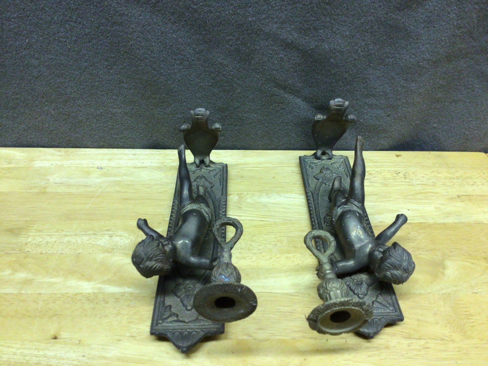 Wall-Mounted Candle Holders with Cherub Design, Made in India - 3