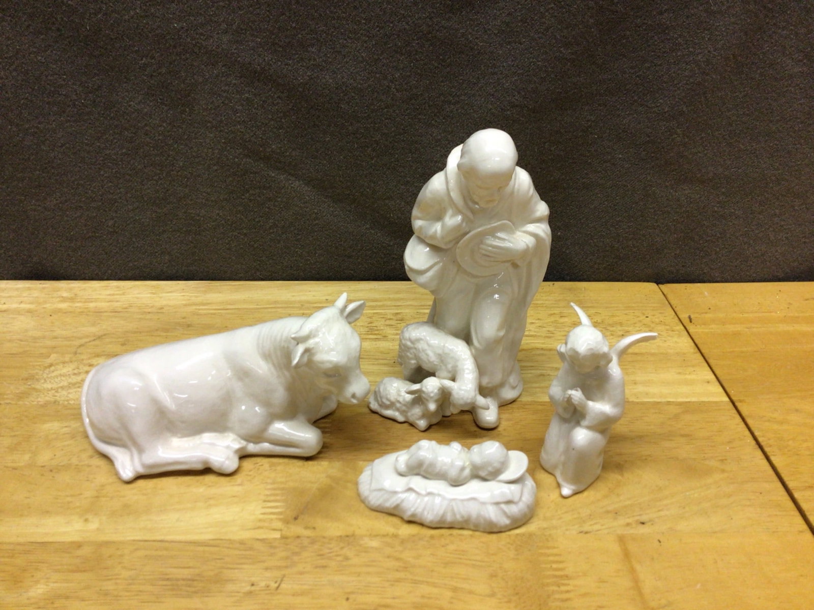 White Ceramic Nativity Figurine Set with Manufacturer Marks (1 of 4)