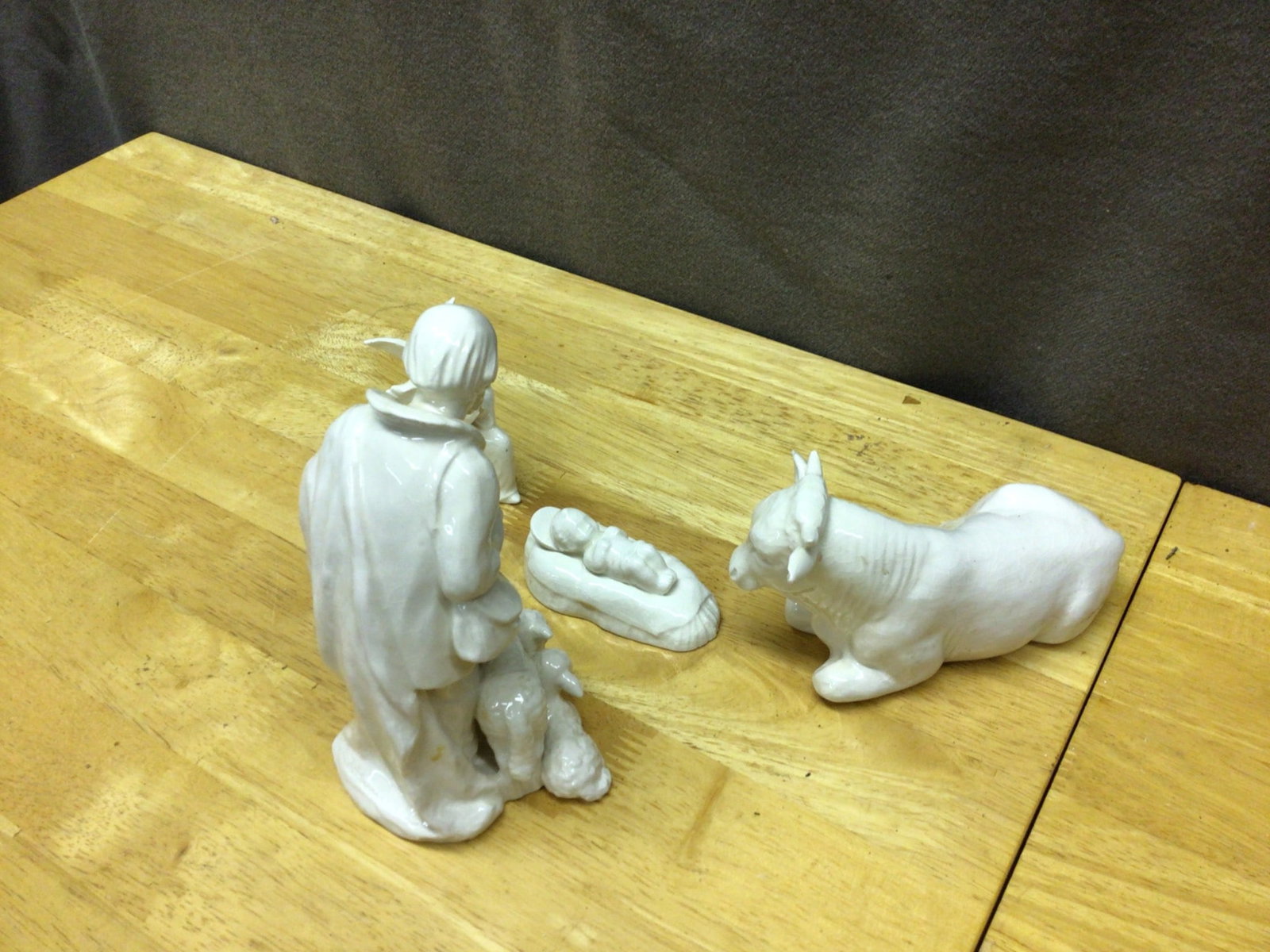 White Ceramic Nativity Figurine Set with Manufacturer Marks - 3