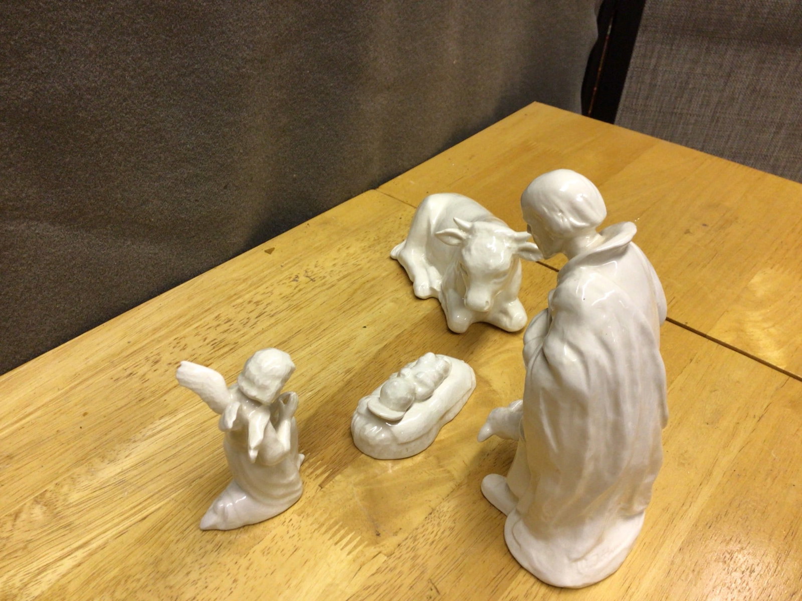 White Ceramic Nativity Figurine Set with Manufacturer Marks - 4