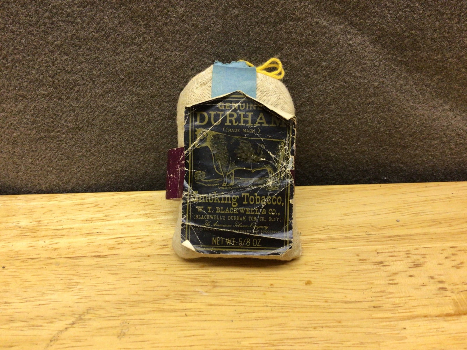 Durham Smoking Tobacco Packet with Label Featuring Bull Logo - 3