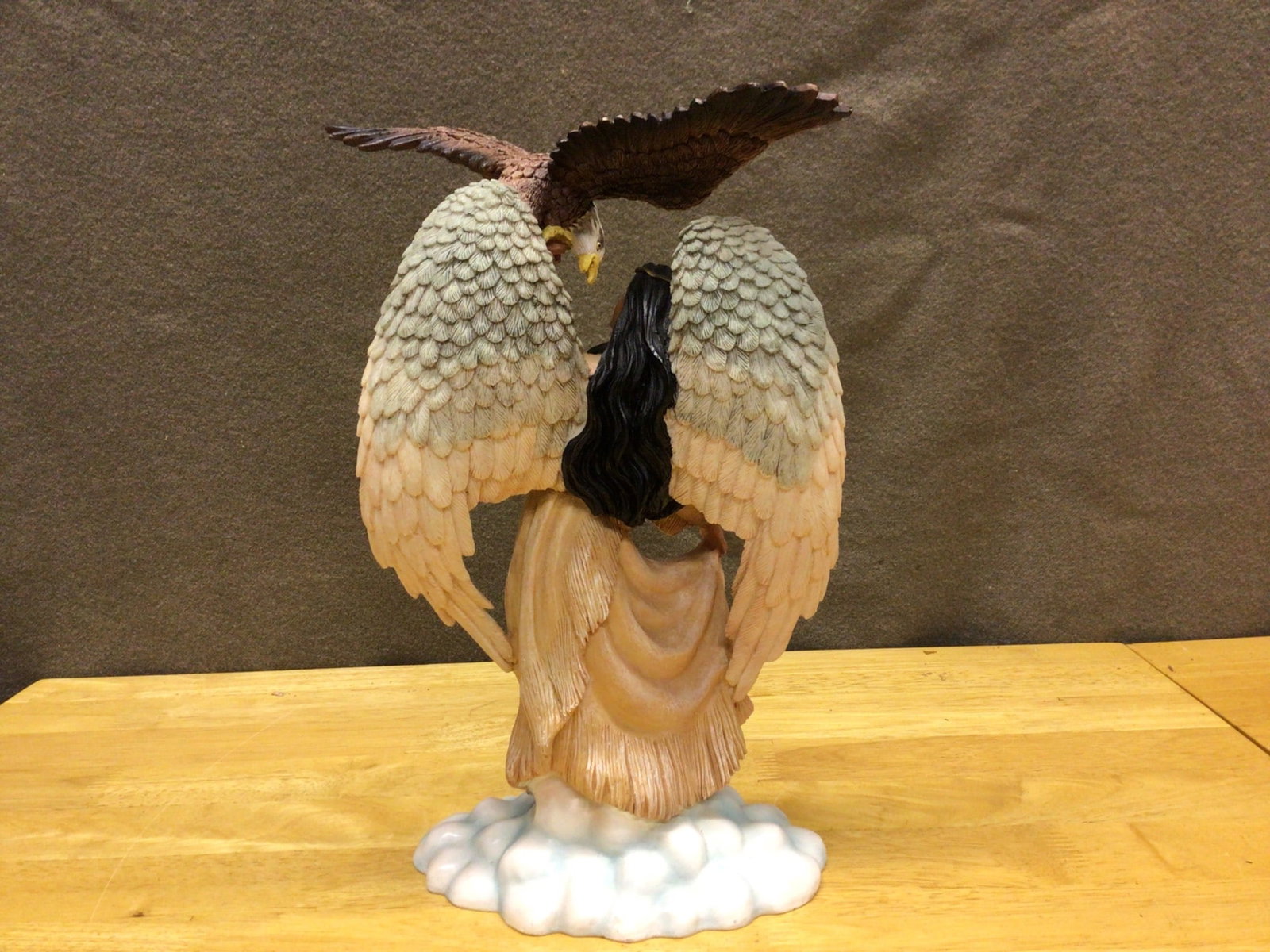 Figurine Depicting Angelic Woman with Eagle on Cloud Base - 2