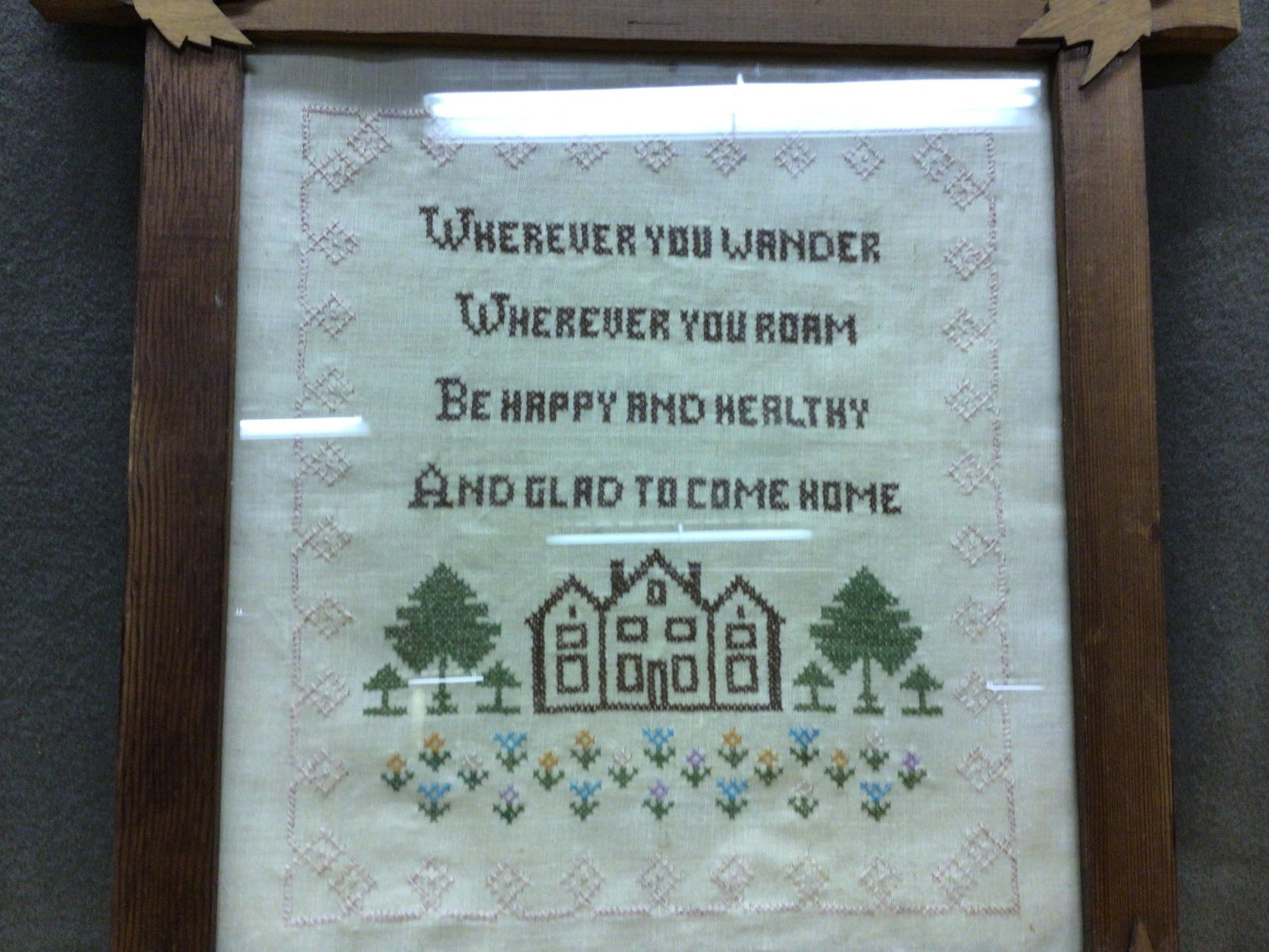 Hand-Stitched Cross-Stitch Framed Artwork with Wooden Frame - 2