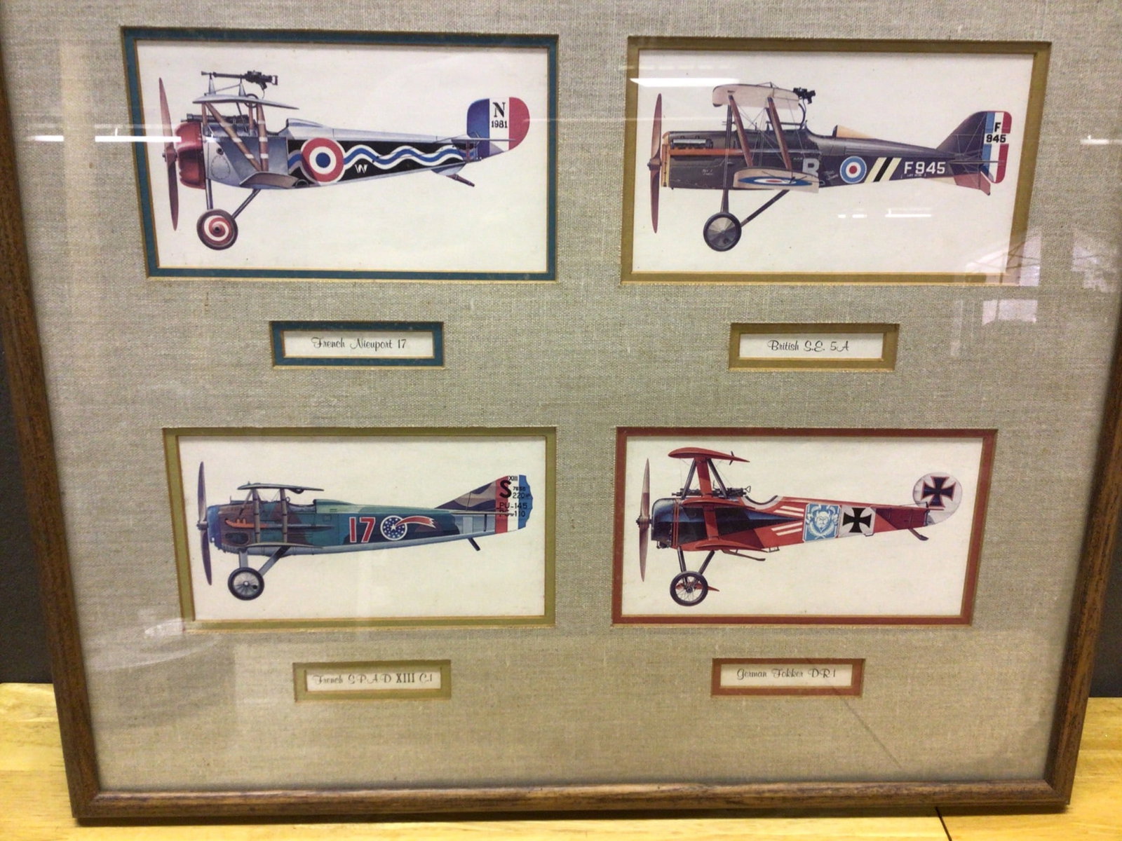 Framed Aircraft Illustration Collection Featuring WWI Planes (1 of 4)
