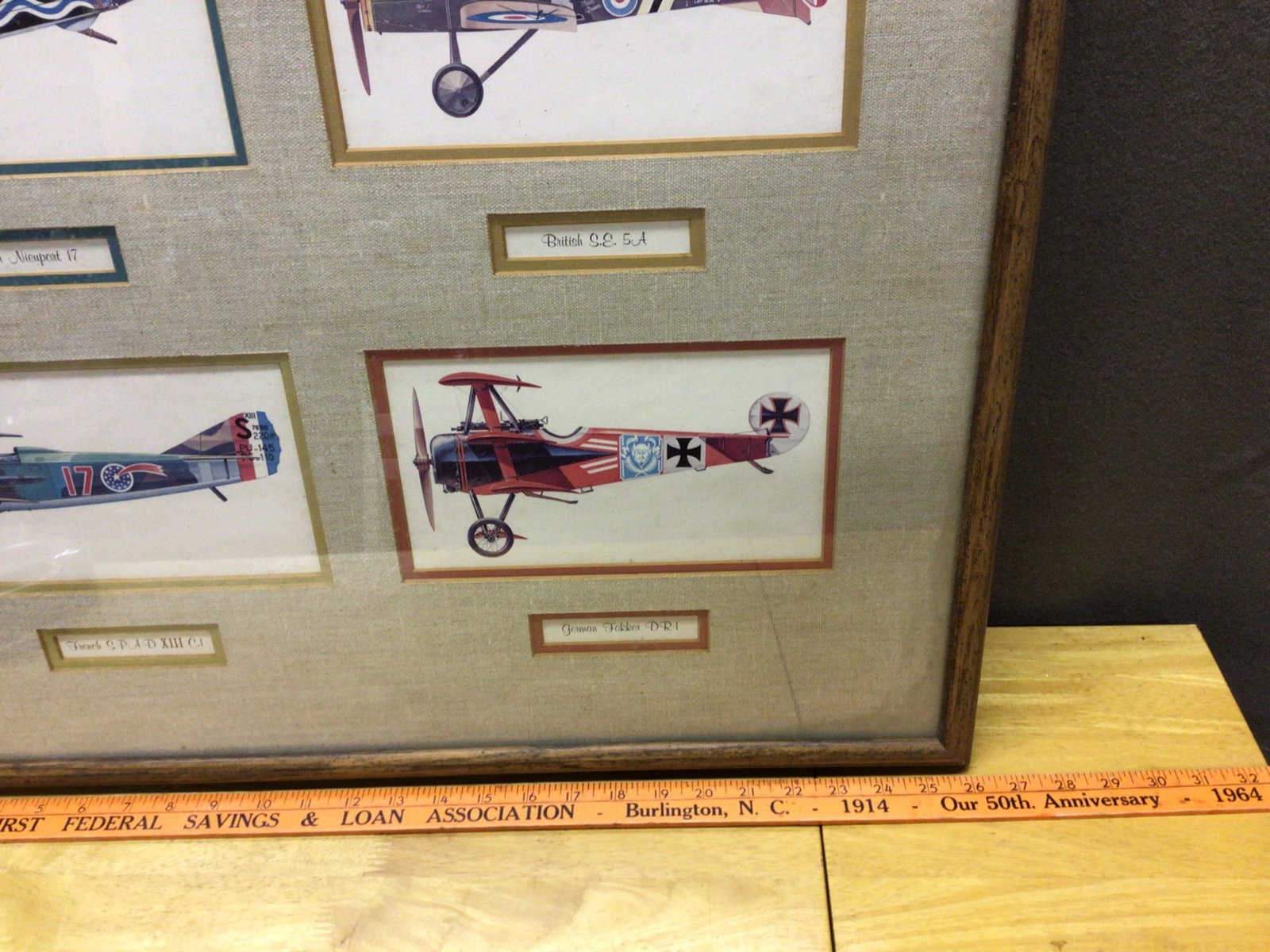 Framed Aircraft Illustration Collection Featuring WWI Planes - 2