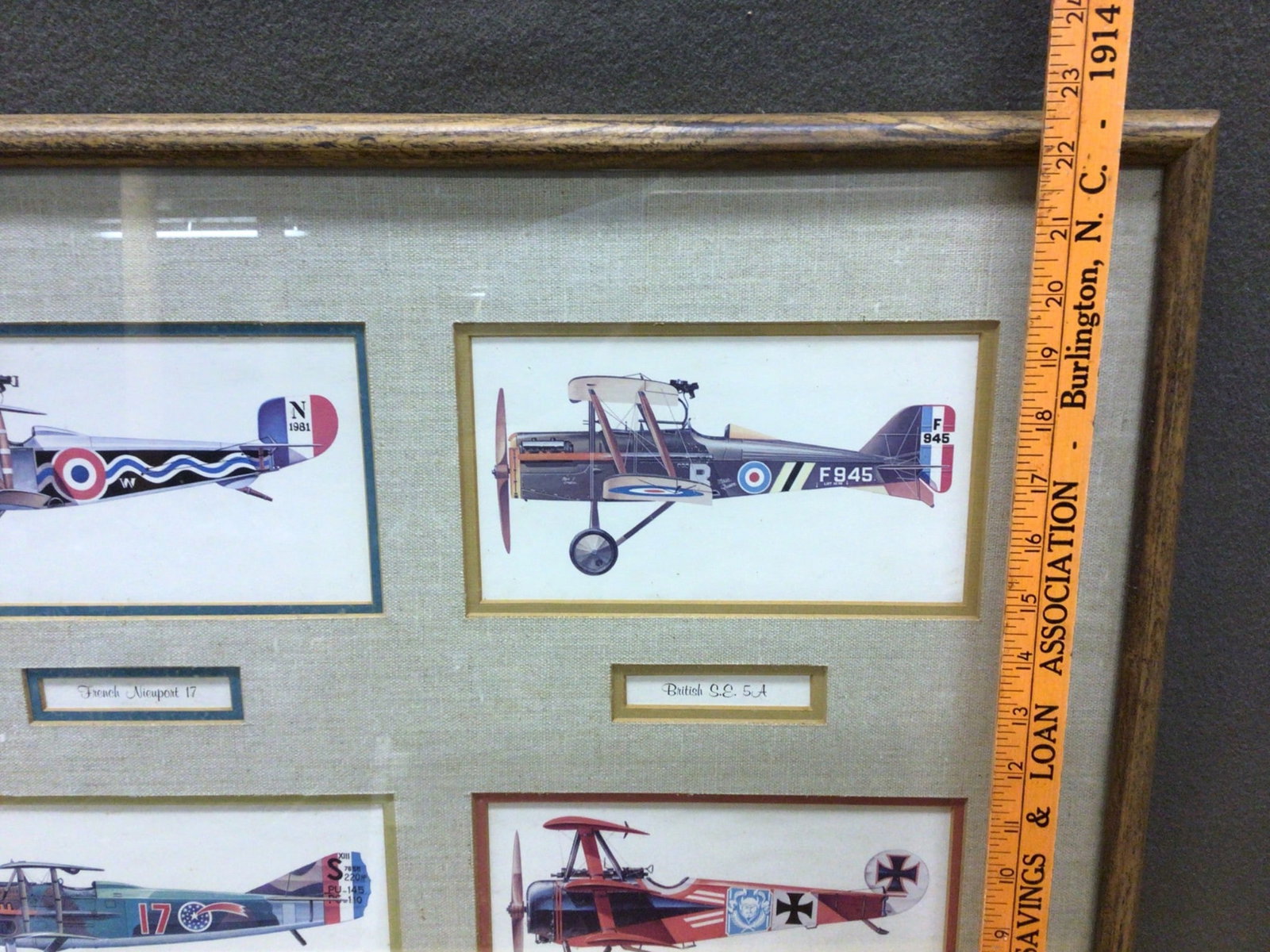 Framed Aircraft Illustration Collection Featuring WWI Planes - 3