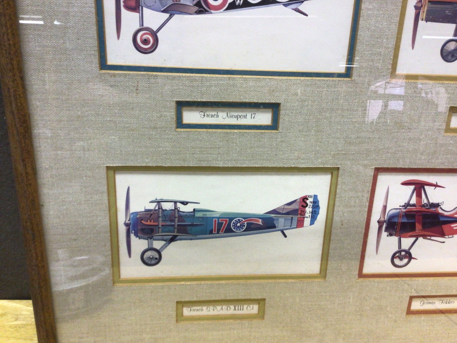 Framed Aircraft Illustration Collection Featuring WWI Planes - 4