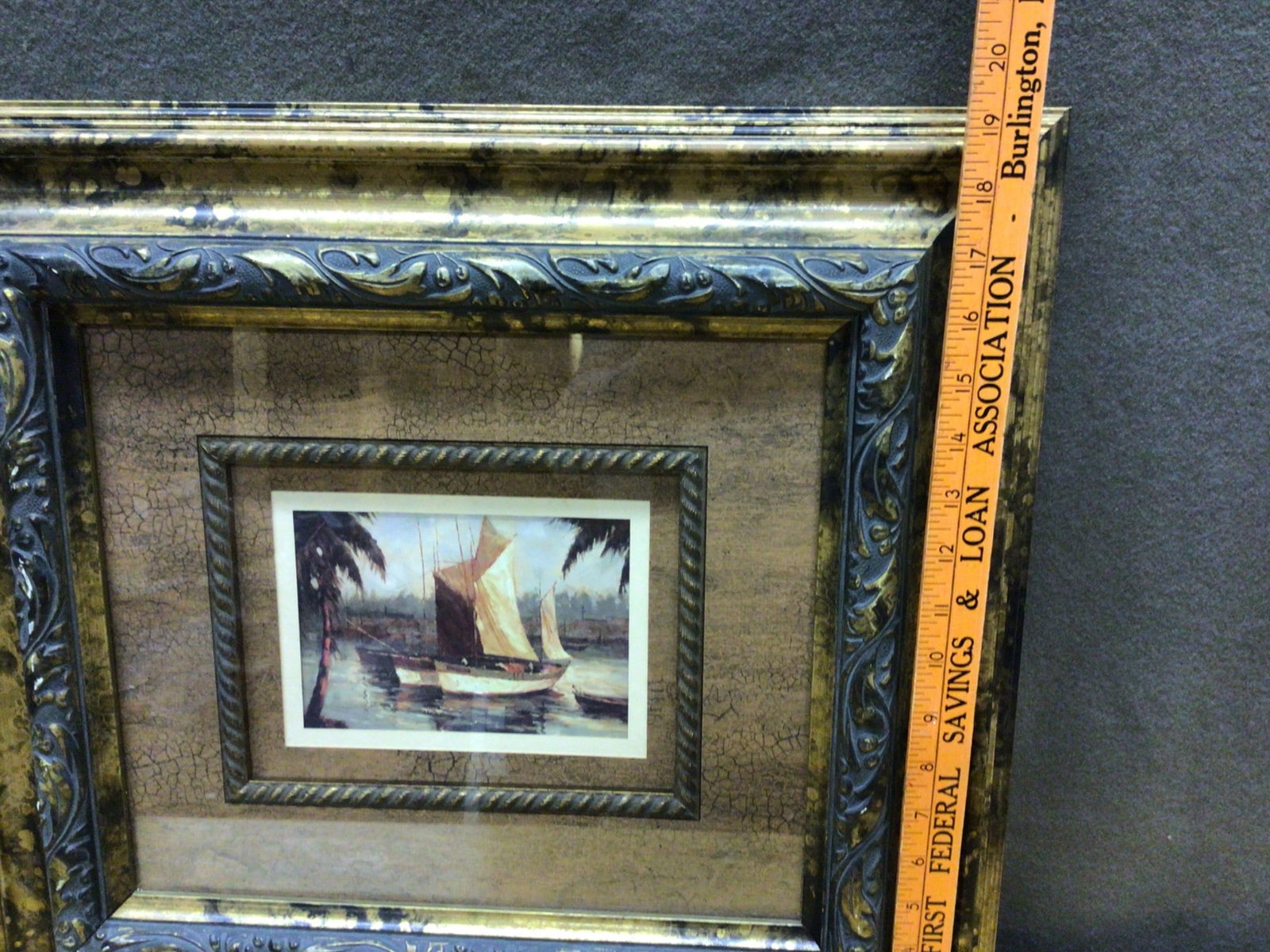 Framed Nautical Print With Decorative Double Layer Frame - 3