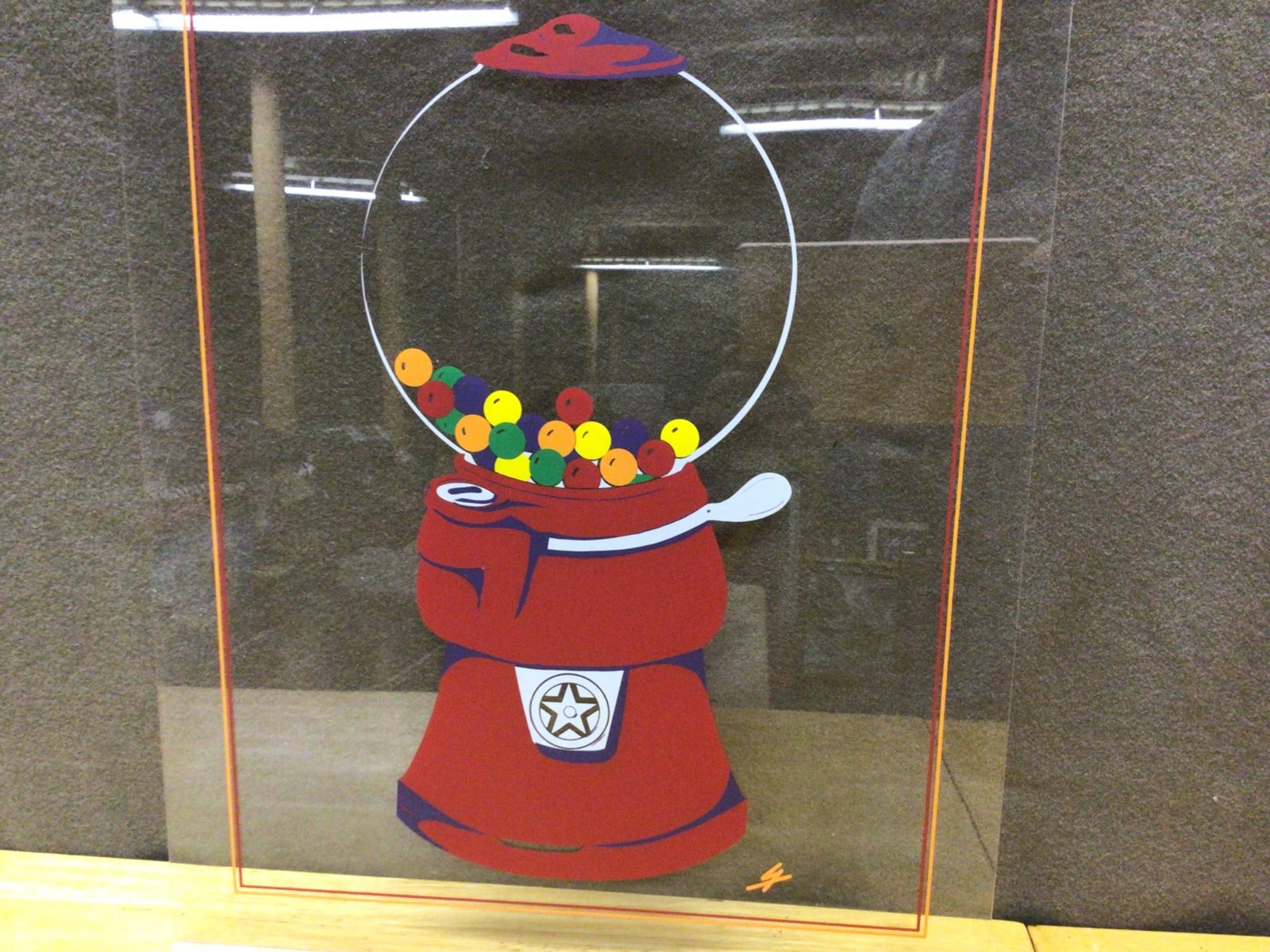 Decorative Artwork Featuring Gumball Machine on Plexiglass - 2