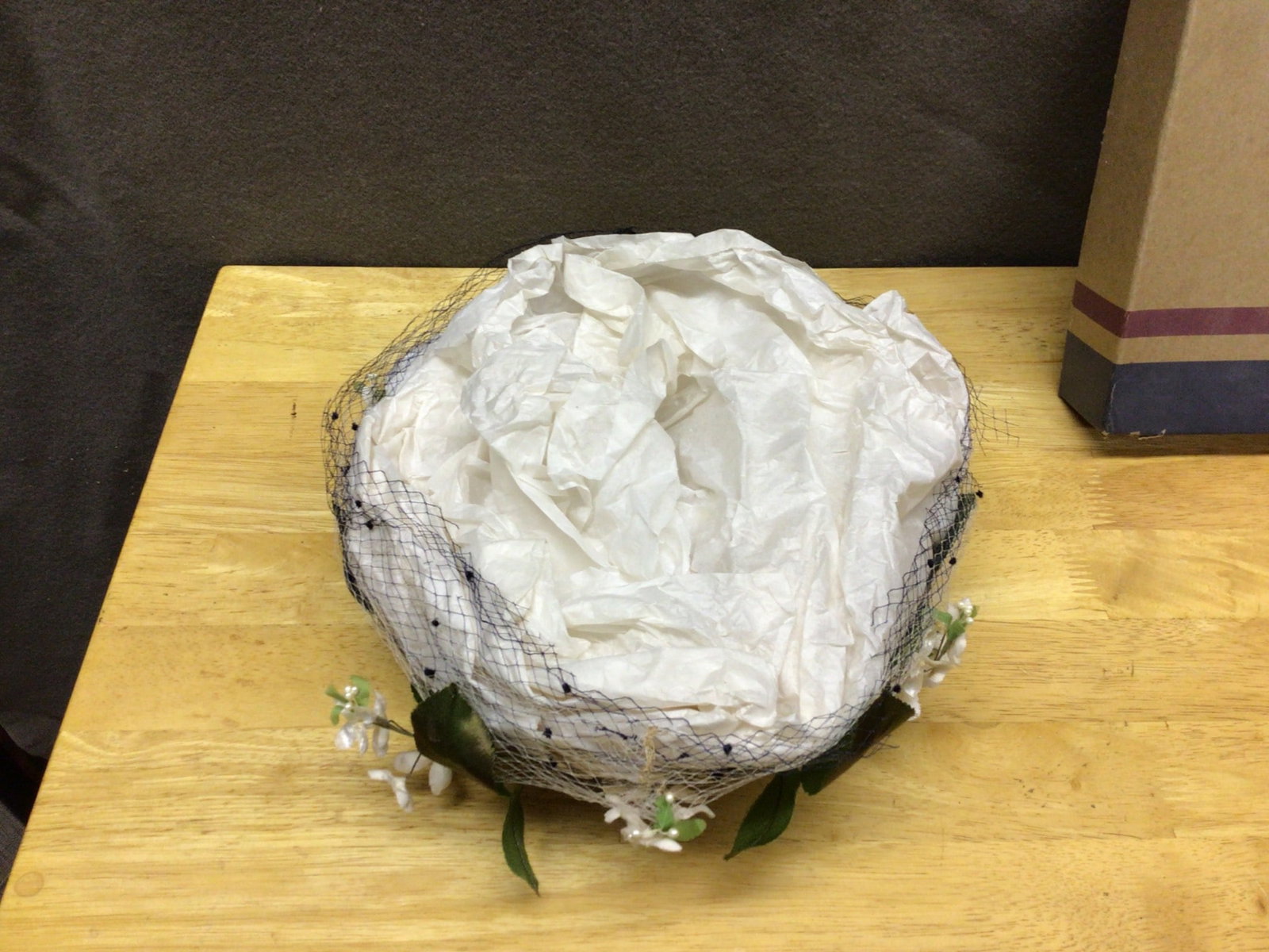 Meyer's Box with Decorative Floral Hat and Netting - 2