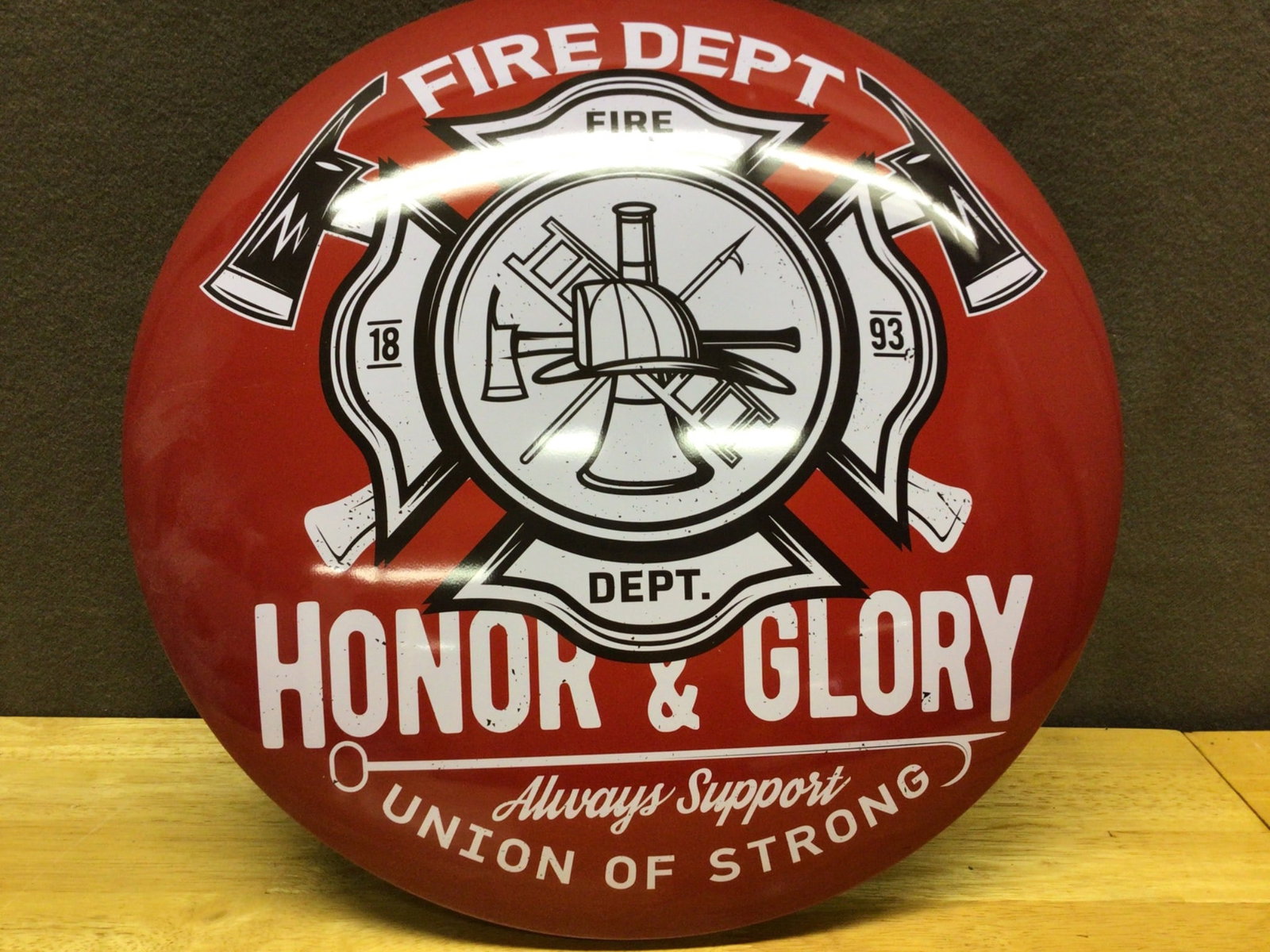 Fire Dept 'Honor & Glory' Decorative Wall Plaque, 18-Inch Diameter - 2