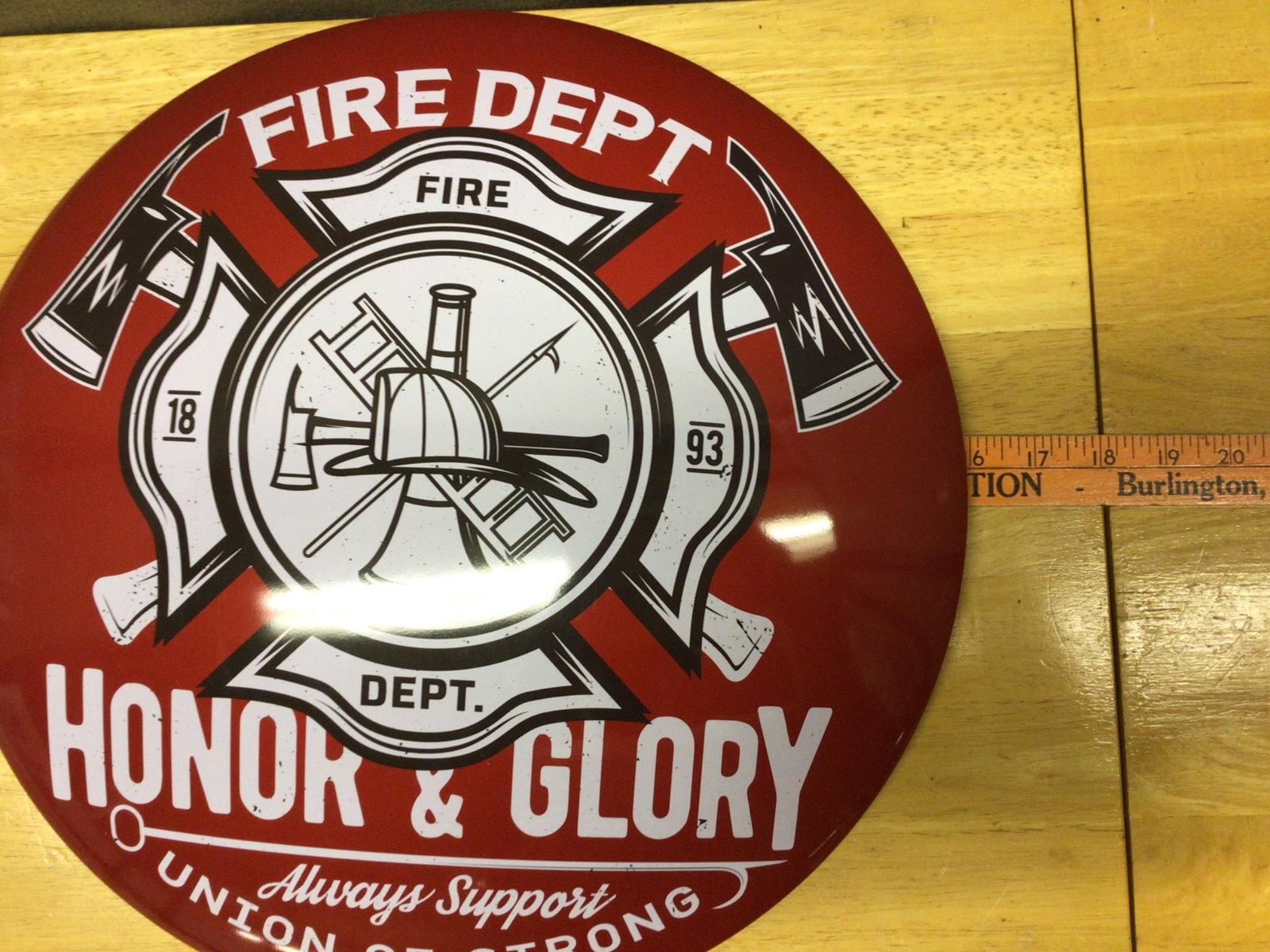 Fire Dept 'Honor & Glory' Decorative Wall Plaque, 18-Inch Diameter - 3