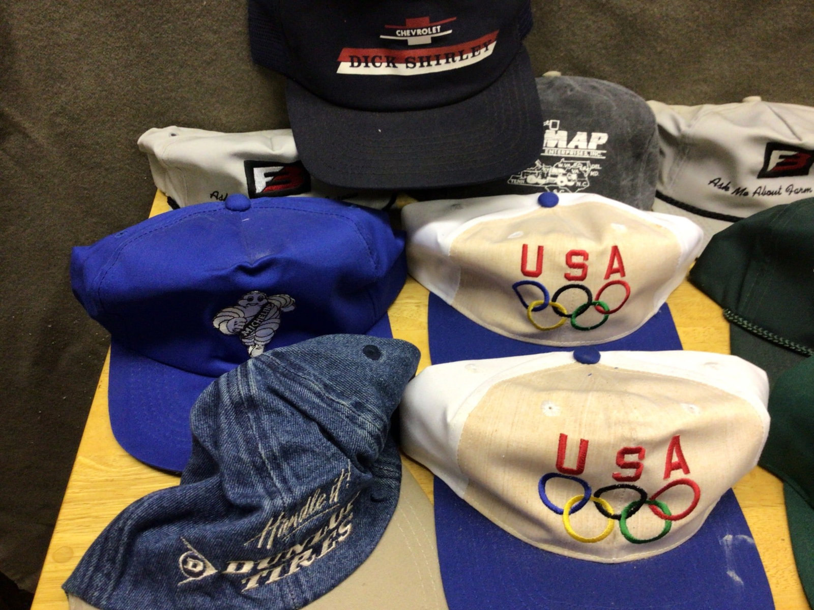 Logo Hats Featuring USA Olympics, Atlanta 1996, and Automotive Brands - 2