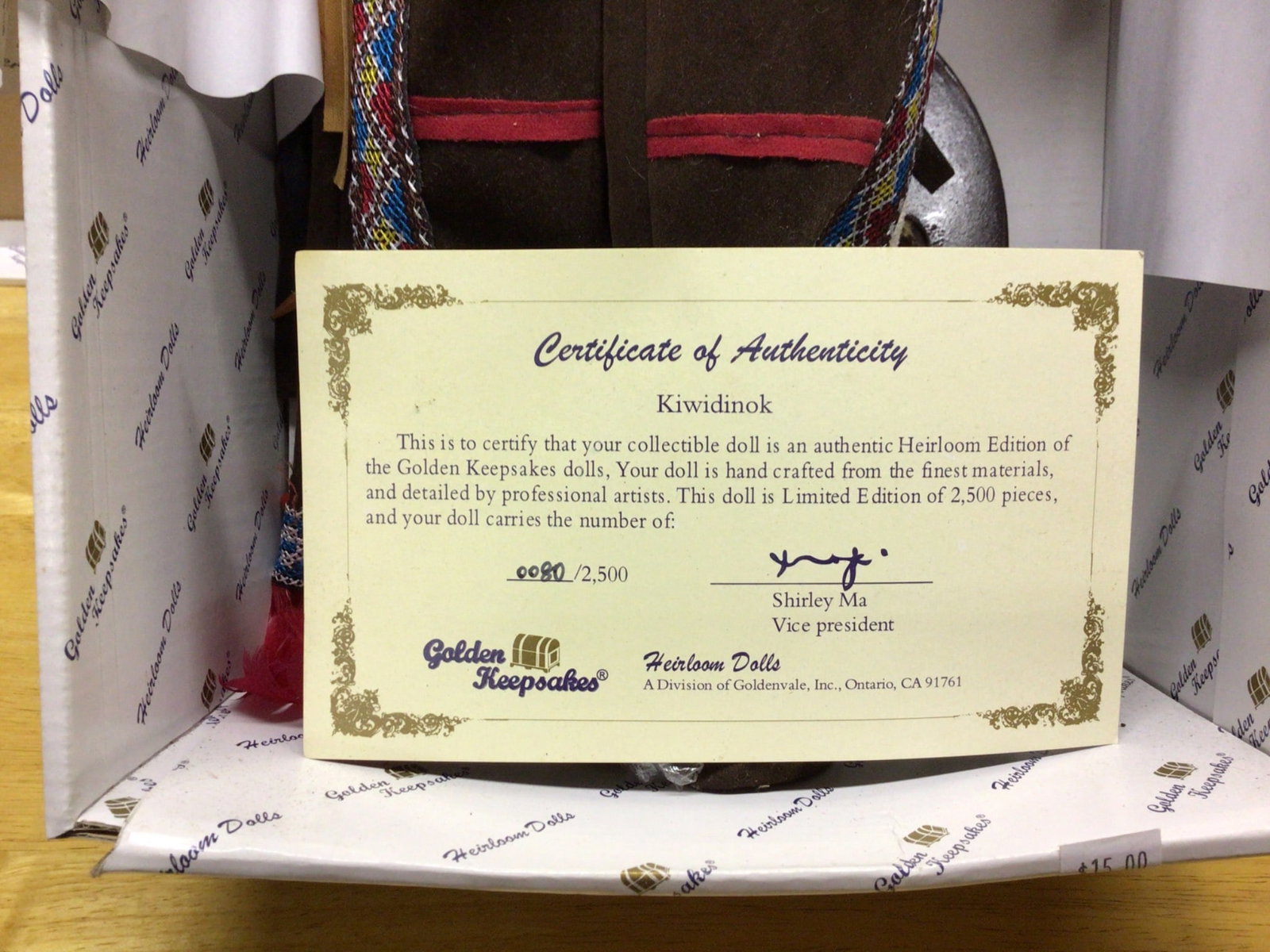 Golden Keepsakes Kiwidinok Heirloom Edition Doll with COA - 2