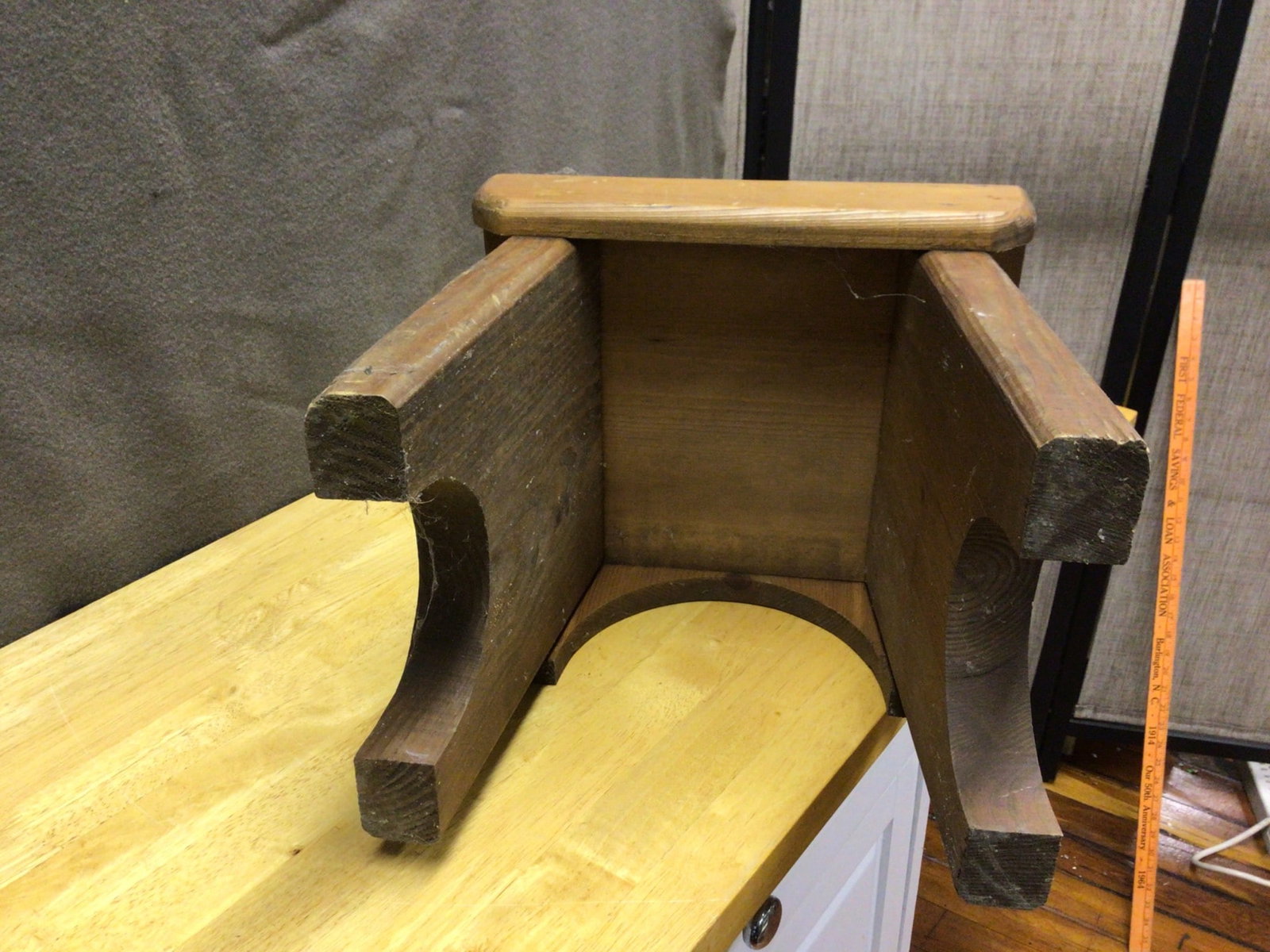 Handcrafted Wooden Stool with Backrest, 38 Inches Tall and 12 Inches Wide - 3