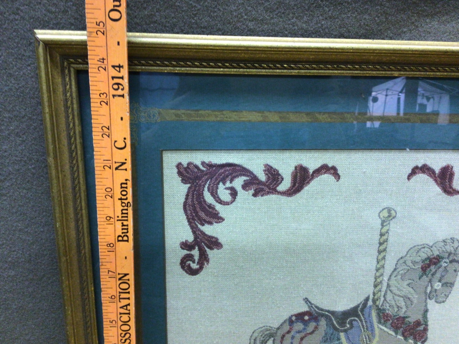Handmade Embroidered Carousel Horse Artwork in Gilded Frame - 3