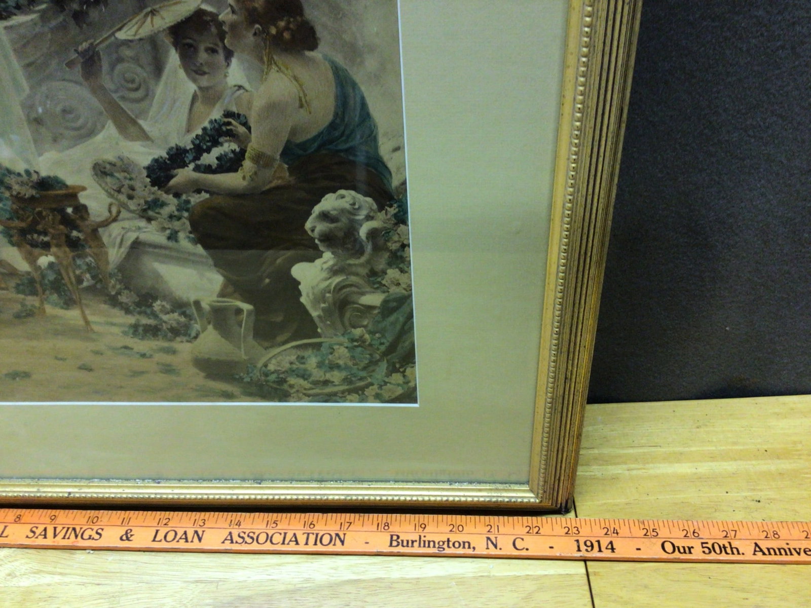 Framed Artwork by H. Schram Dated 1923 with Glass Covering - 4