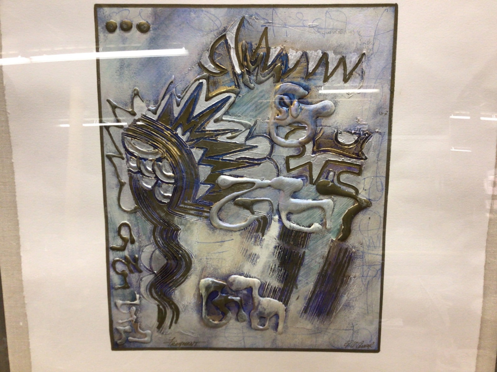 Hand-Painted Mixed Media Artwork Signed 'Fragment' by Unknown Artist - 2