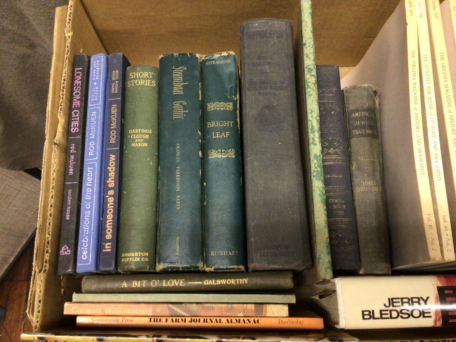 Books Including Titles by Rod McKuen and Virginia History: This lot features a mixed collection of books, including titles by Rod McKuen ('Lonesome Cities,' 'In Someone's Shadow') as well as a selection of works such as 'The Virginia Magazine of History and