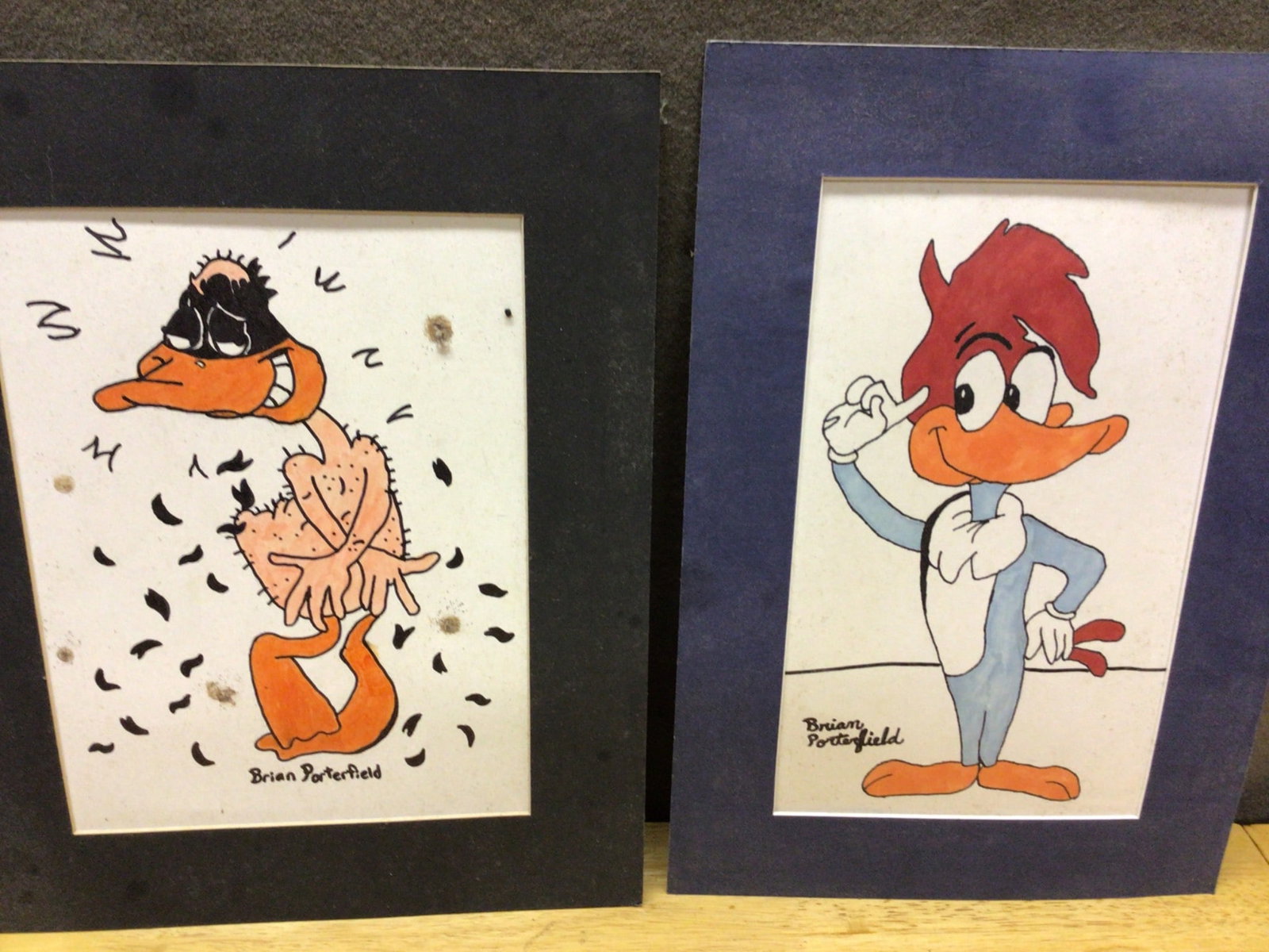 Two Hand-Drawn Cartoon Illustrations Signed by Brian Porterfield - 3