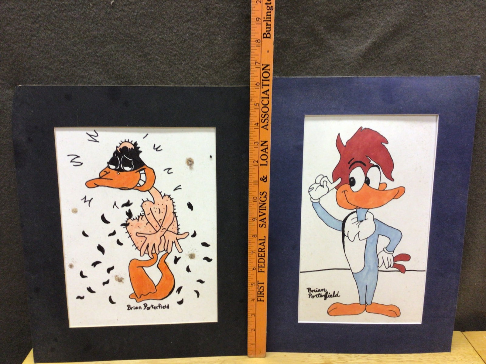 Two Hand-Drawn Cartoon Illustrations Signed by Brian Porterfield - 4