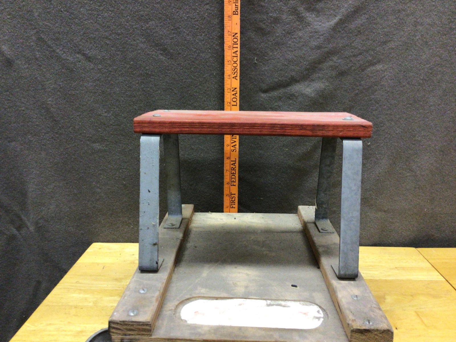 Wood and Metal Wheeled Step Stool Platform with Handle Bracket - 5