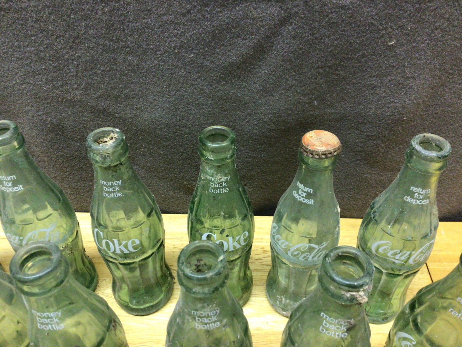 Empty Coca-Cola Glass Bottles With Embossed Text - 2