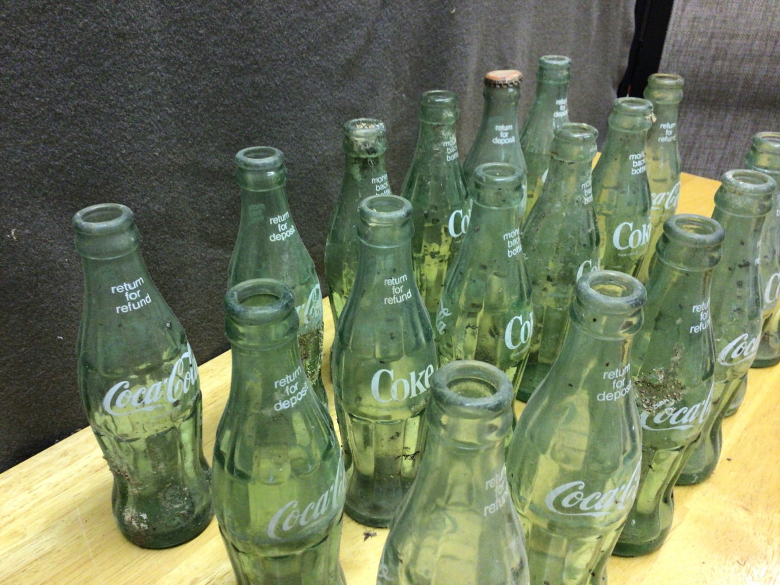 Empty Coca-Cola Glass Bottles With Embossed Text - 3