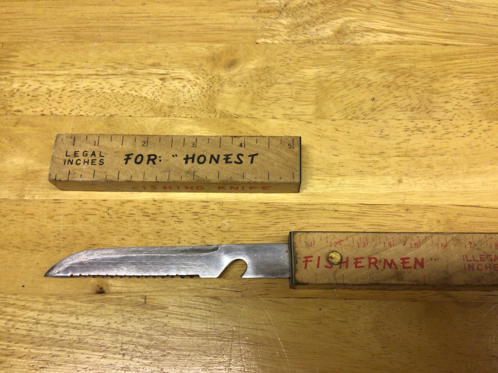 Wooden Fishing Knife with Ruler for Legal and Illegal Length - 6
