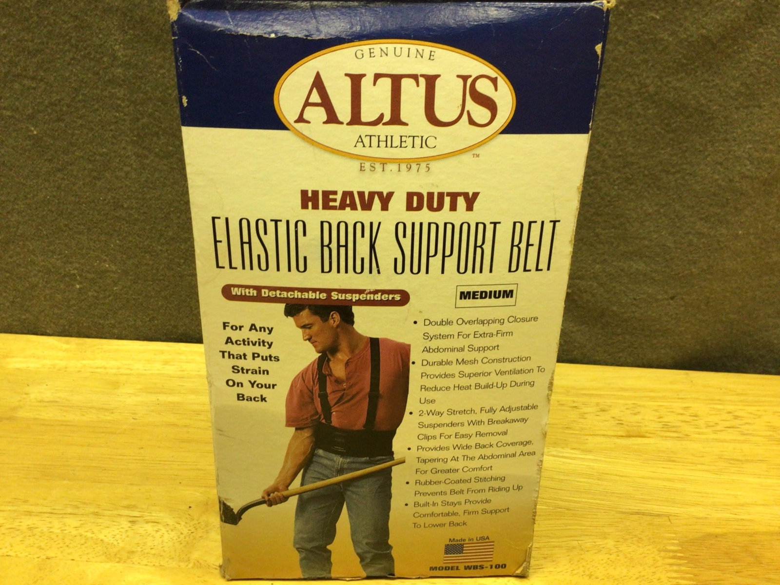 Altus Athletic Heavy Duty Elastic Back Support Belt with Suspenders, Medium, New in Box - 2