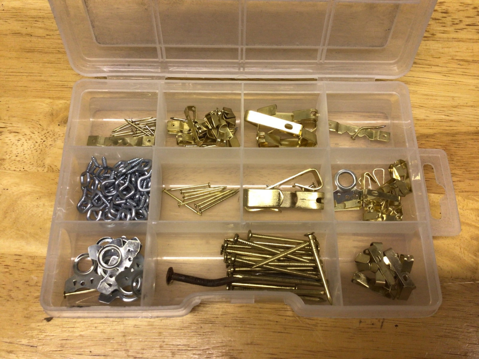 Plastic Organizer Box with Assorted Wall Hanging Hardware (1 of 3)