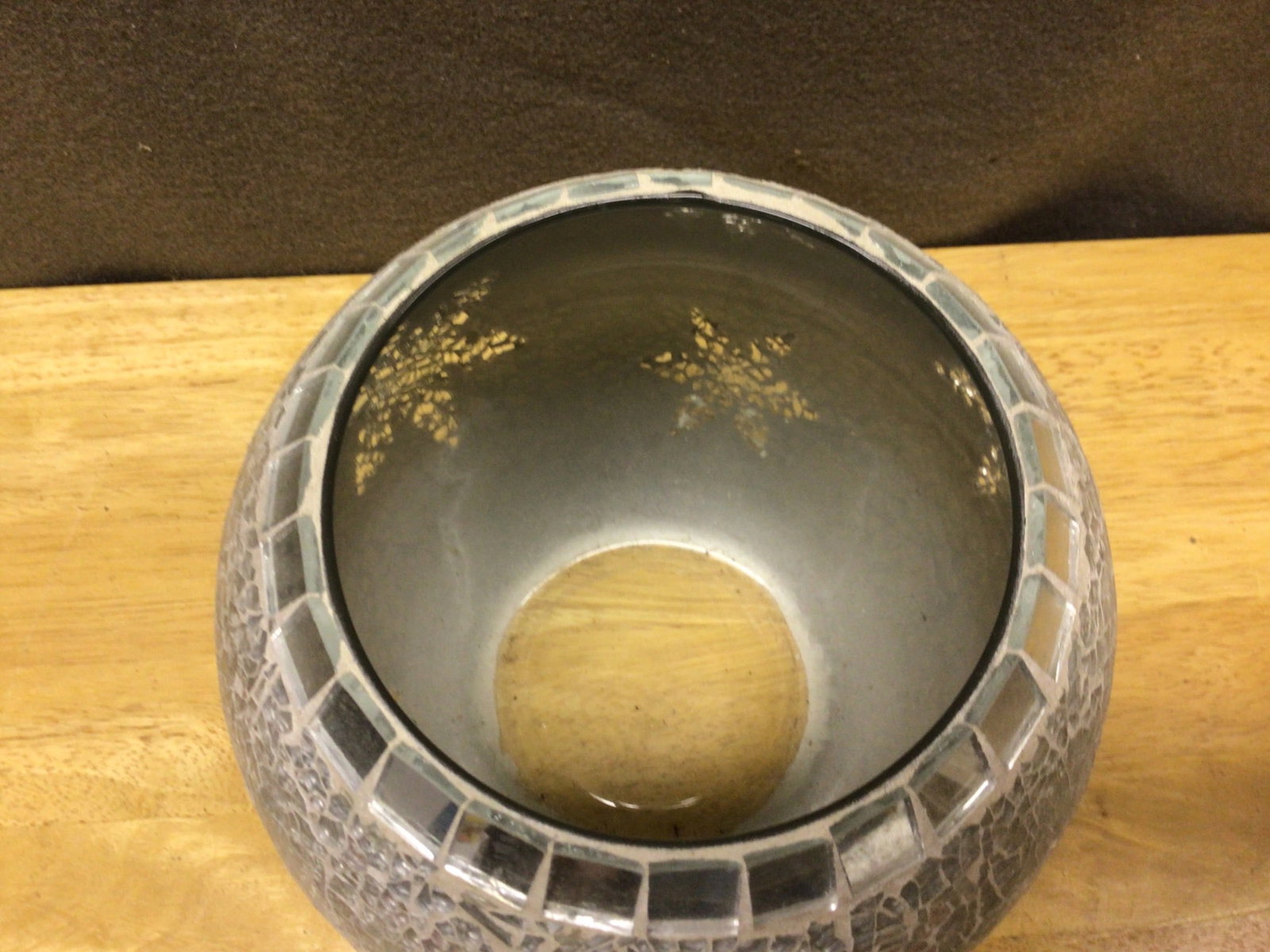 Glass Vase With Mosaic Finish and Decorative Interior Pattern - 2