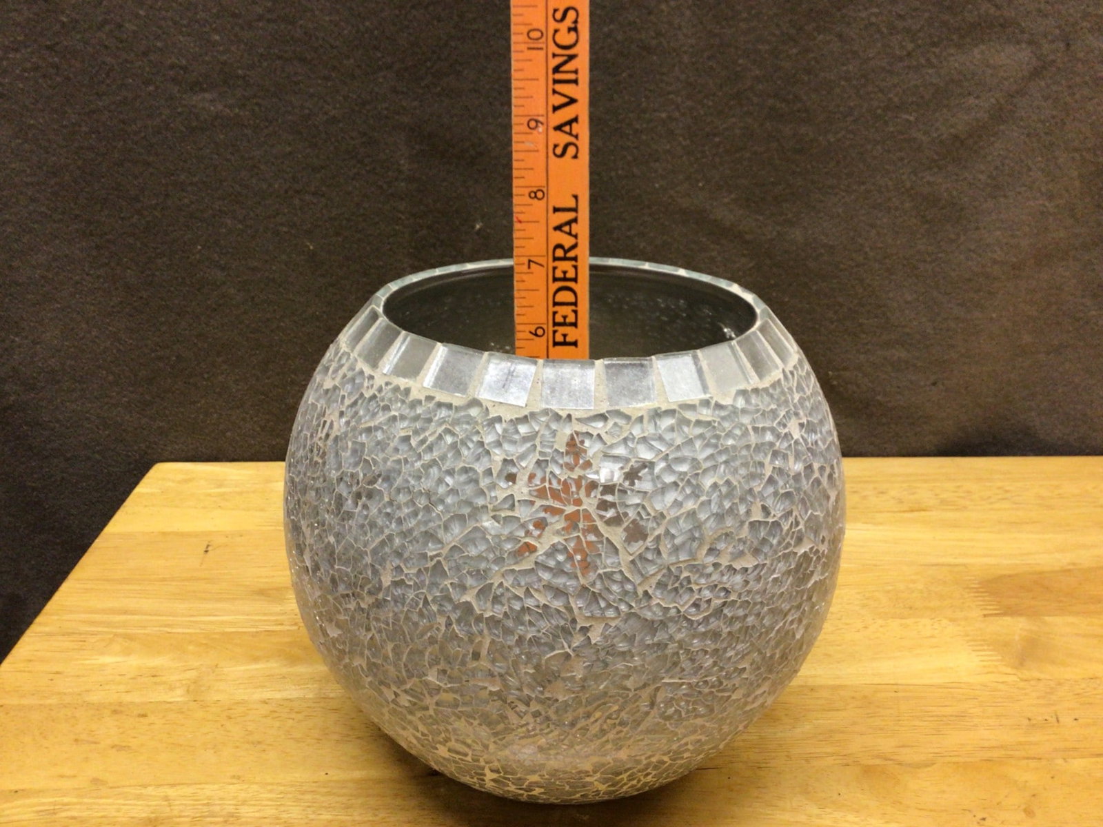 Glass Vase With Mosaic Finish and Decorative Interior Pattern - 5