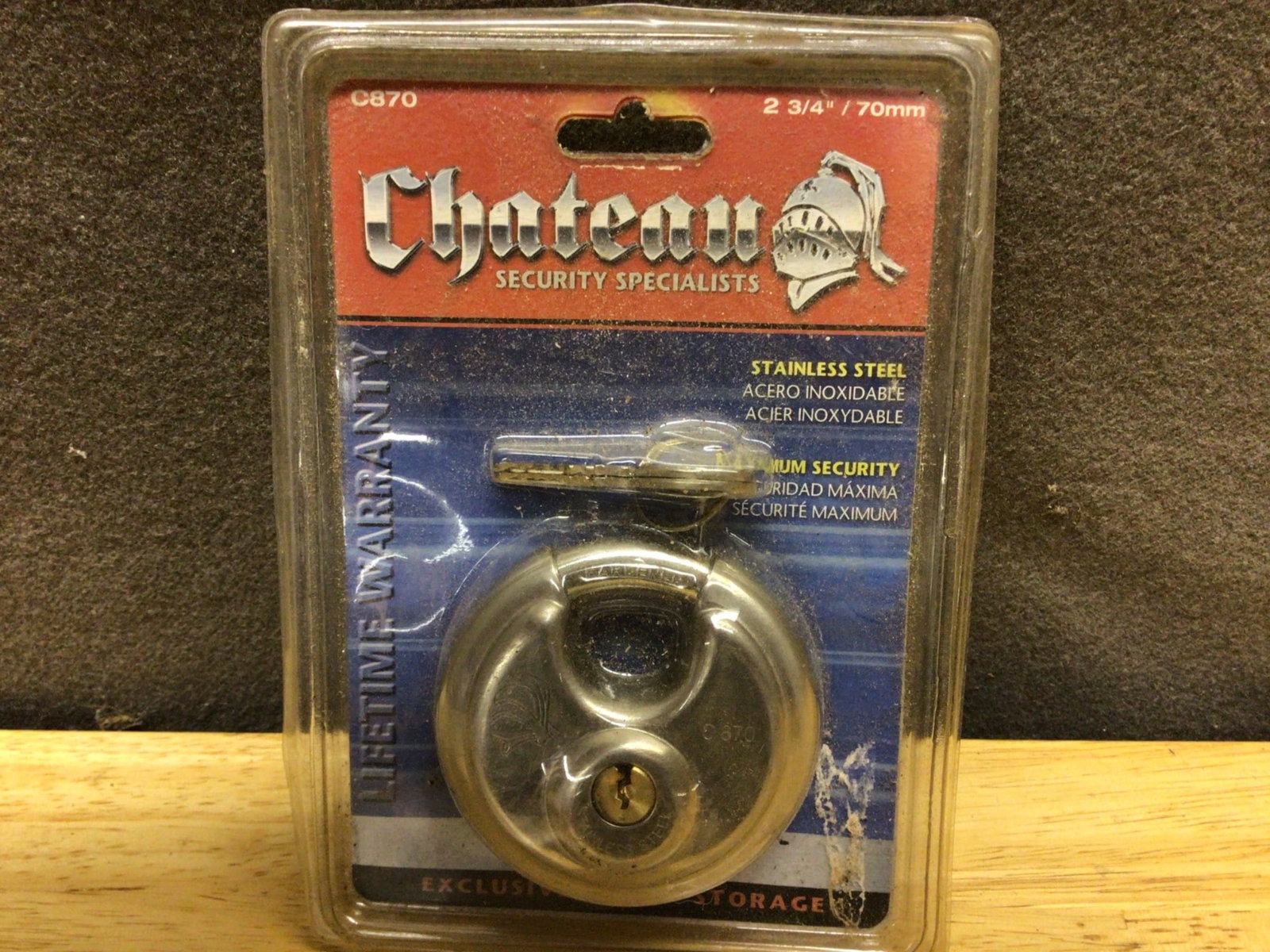 Chateau C877 2 3/4 Inch (70mm) Stainless Steel Disc Lock With Key - 2