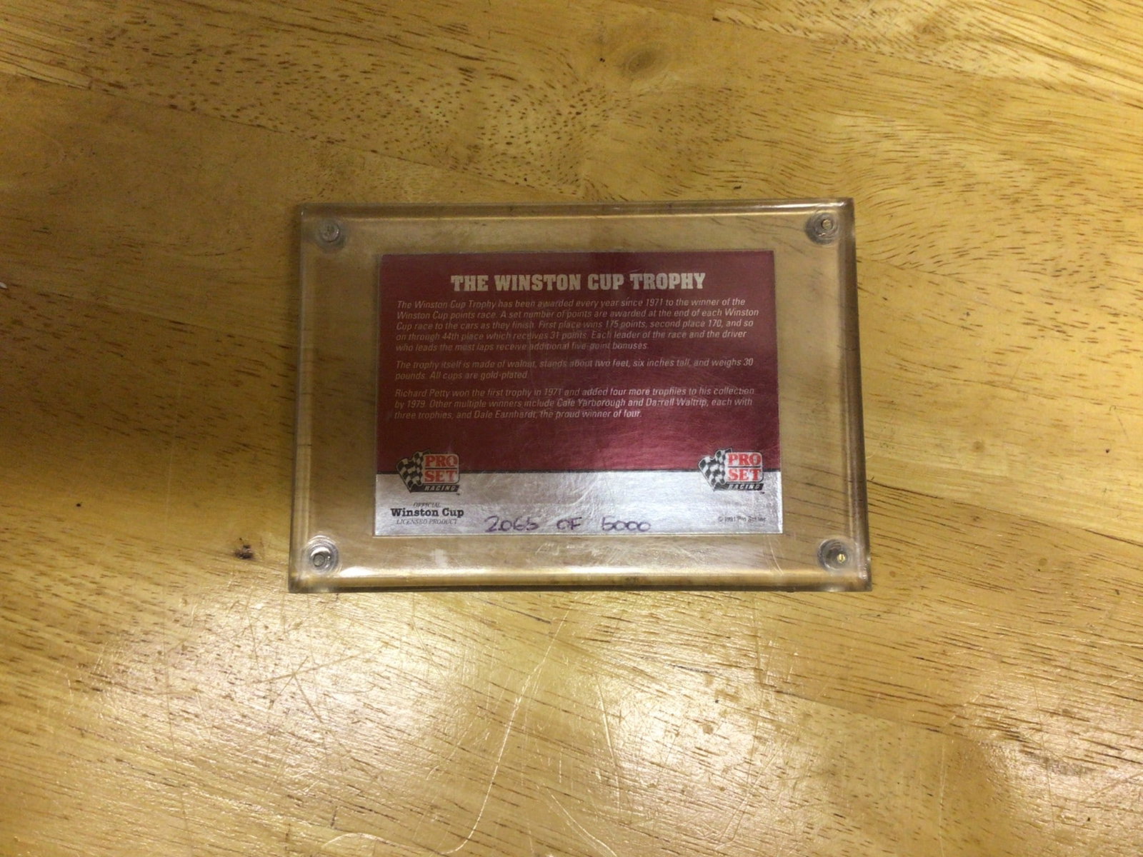 Winston Cup Trophy Holographic Display Plaque with Description Plate - 2