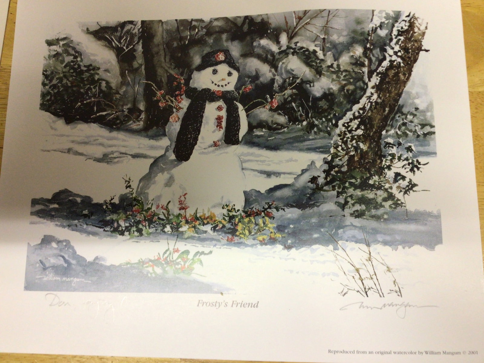 Four Prints by William Mangum Featuring Signed Snowy Landscapes - 2