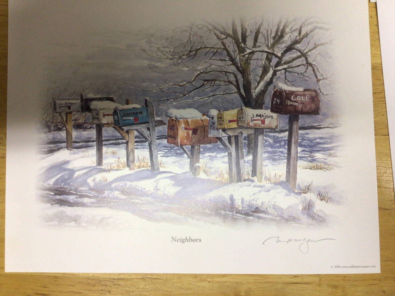 Four Prints by William Mangum Featuring Signed Snowy Landscapes - 3